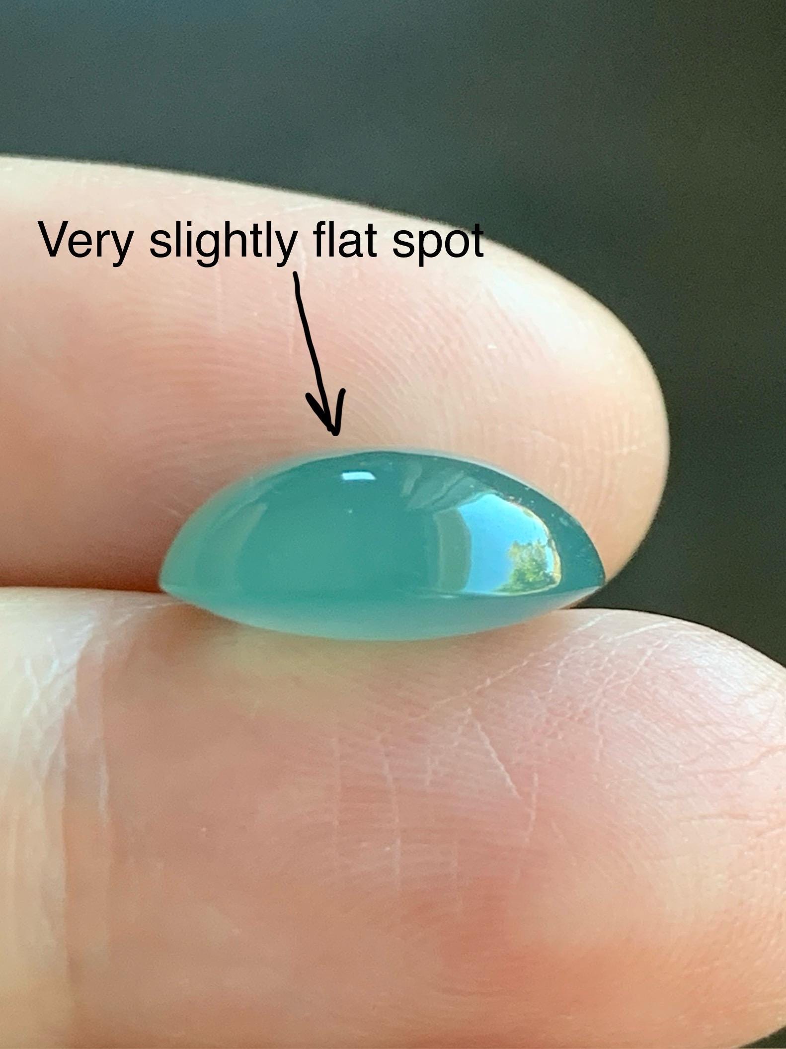 Natural Grade A Guatemalan Icy Translucent Gelatinous Teal Green Jade Jadeite Large Oval Cabochon Loose Gem 10x13.8x6mm 天然老种冰危晴蓝翡翠大蛋面 WQL66