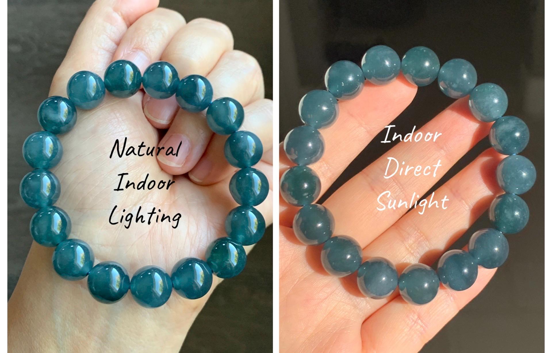 Certified Natural Grade A Guatemalan Icy Translucent Dark Blueberry Jade Jadeite Beaded Bracelet 11.7mm 7.3” 48.43 天然冰胶危蓝莓紫翡翠圆珠手串 763