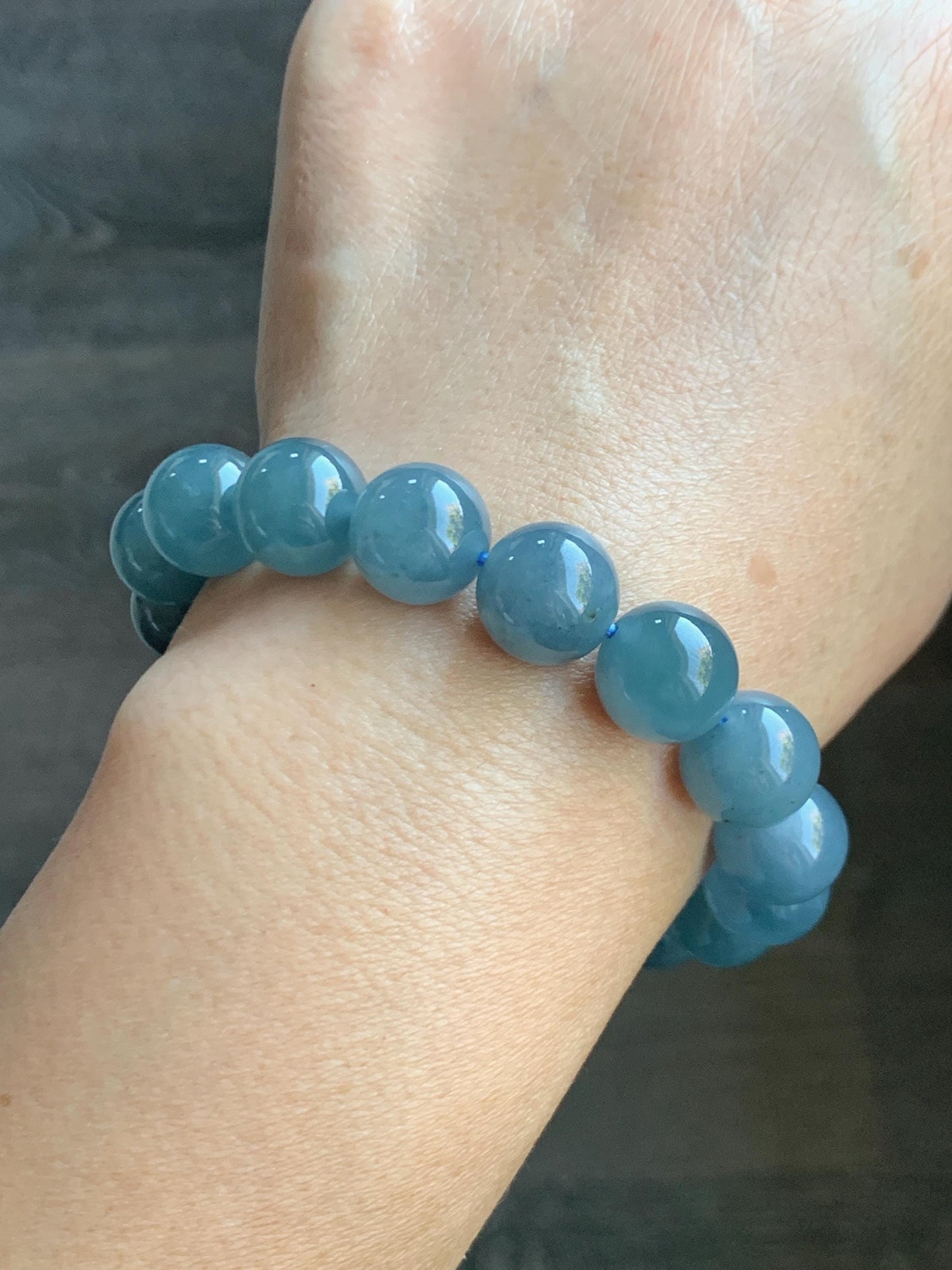 Certified Natural Grade A Guatemalan Icy Translucent Blueberry Jade Jadeite Beaded Bracelet 11.8mm 7.4” 48.46g 天然冰胶危蓝莓紫翡翠圆珠手串 762
