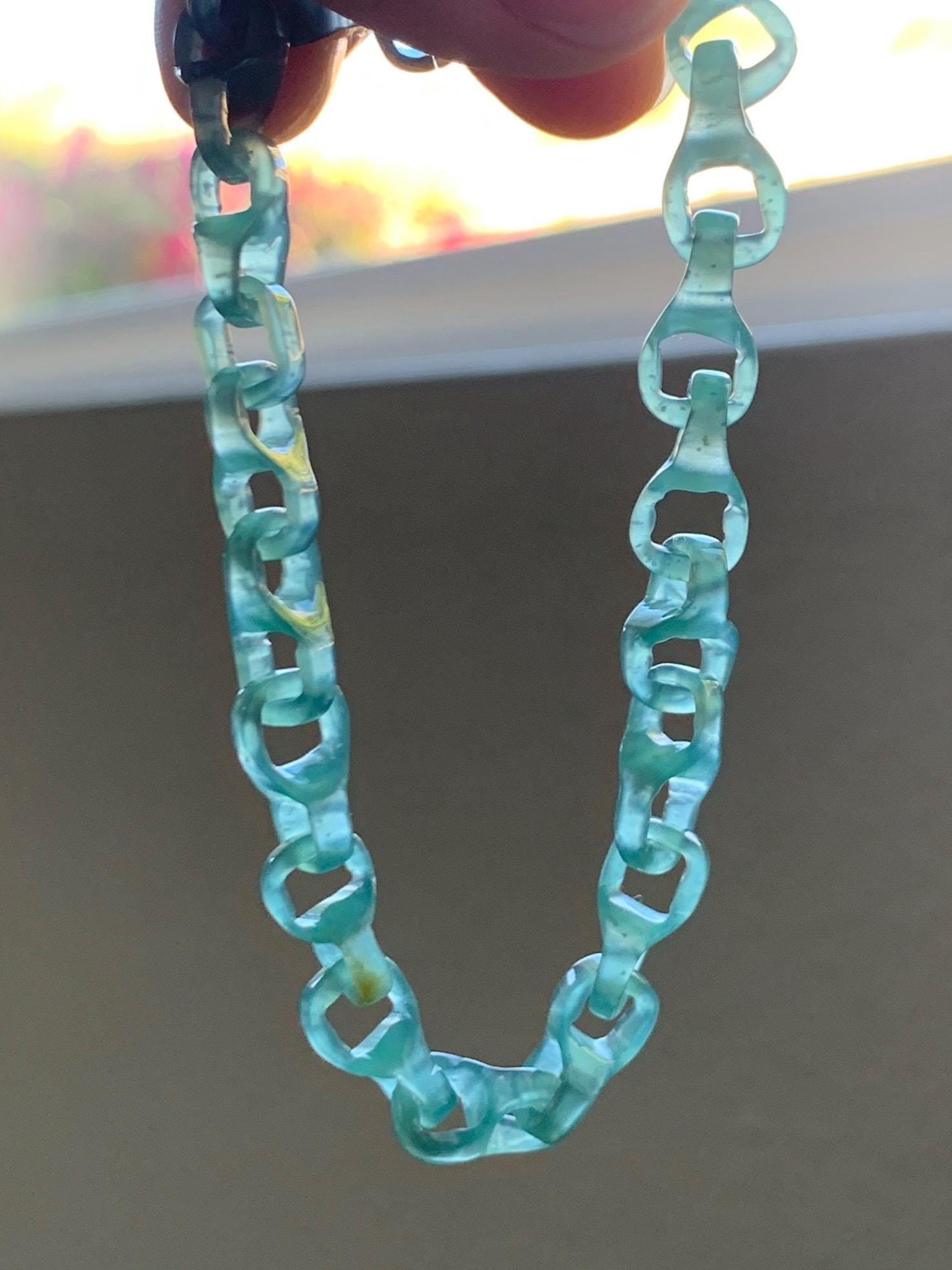Certified Natural Guatemalan Icy Teal Green Jade Jadeite Interlocking Dragon Bone Links Bracelet Sterling Silver 7.75” 天然冰胶危蓝绿翡翠龙骨链手链 747
