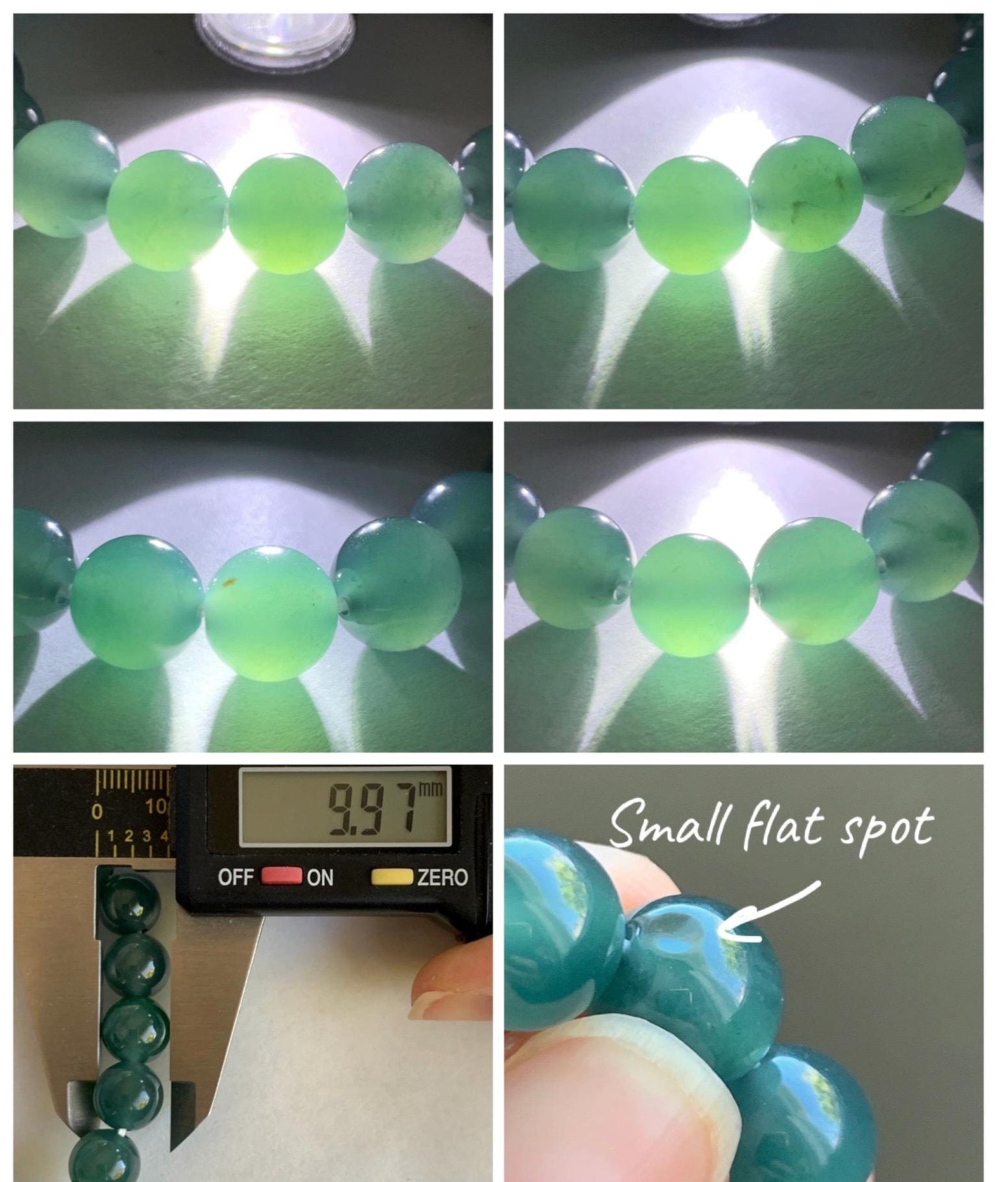 Natural Grade A Guatemalan Icy Translucent Dark Teal Green Jade Jadeite Beaded Bracelet Stretchy 9.8mm 7.25” 31g 天然冰危深蓝绿翡翠圆珠手串 WLL385A