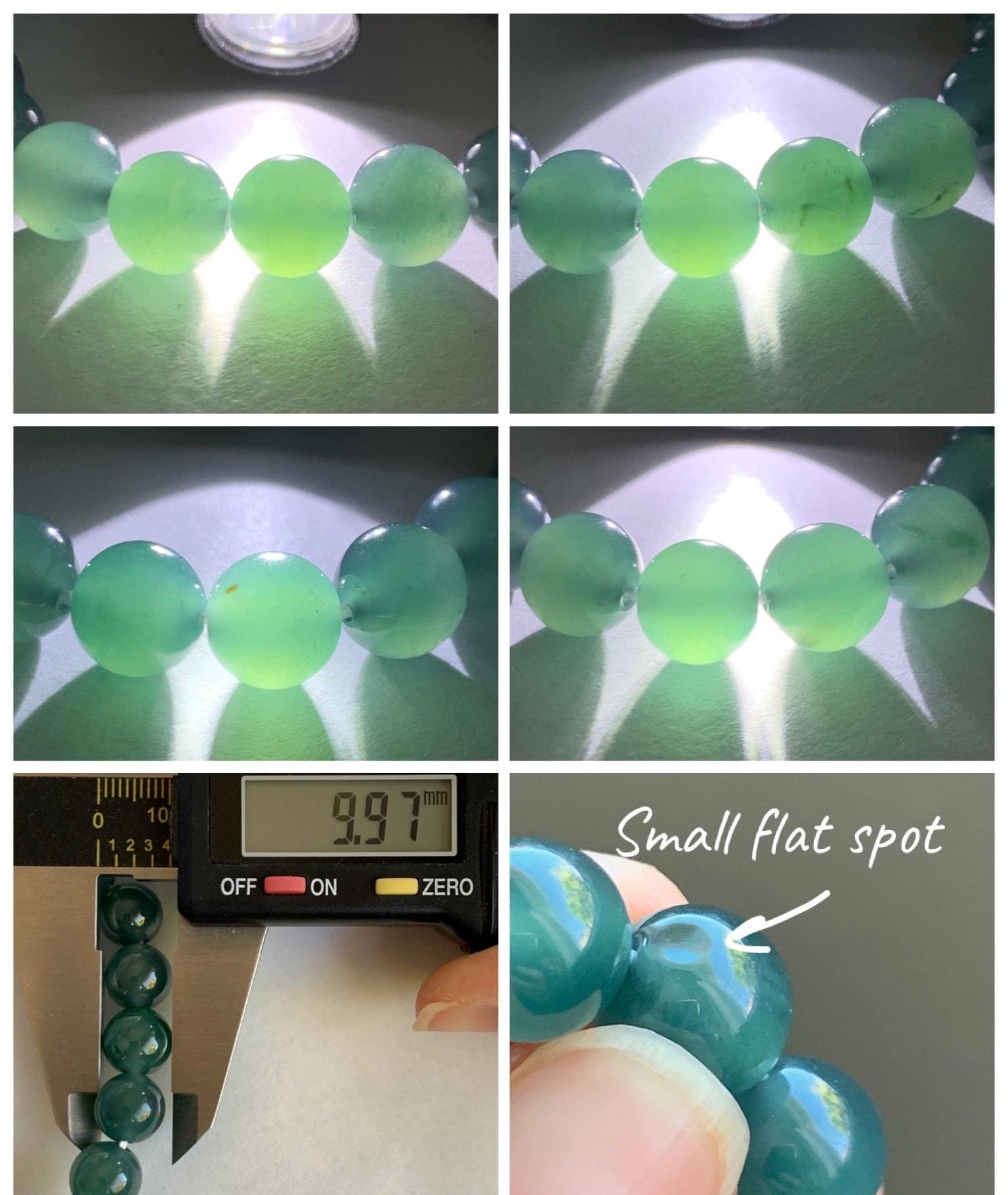 Natural Grade A Guatemalan Icy Translucent Dark Teal Green Jade Jadeite Beaded Bracelet Stretchy 9.8mm 7.25” 31g 天然冰危深蓝绿翡翠圆珠手串 WLL385A