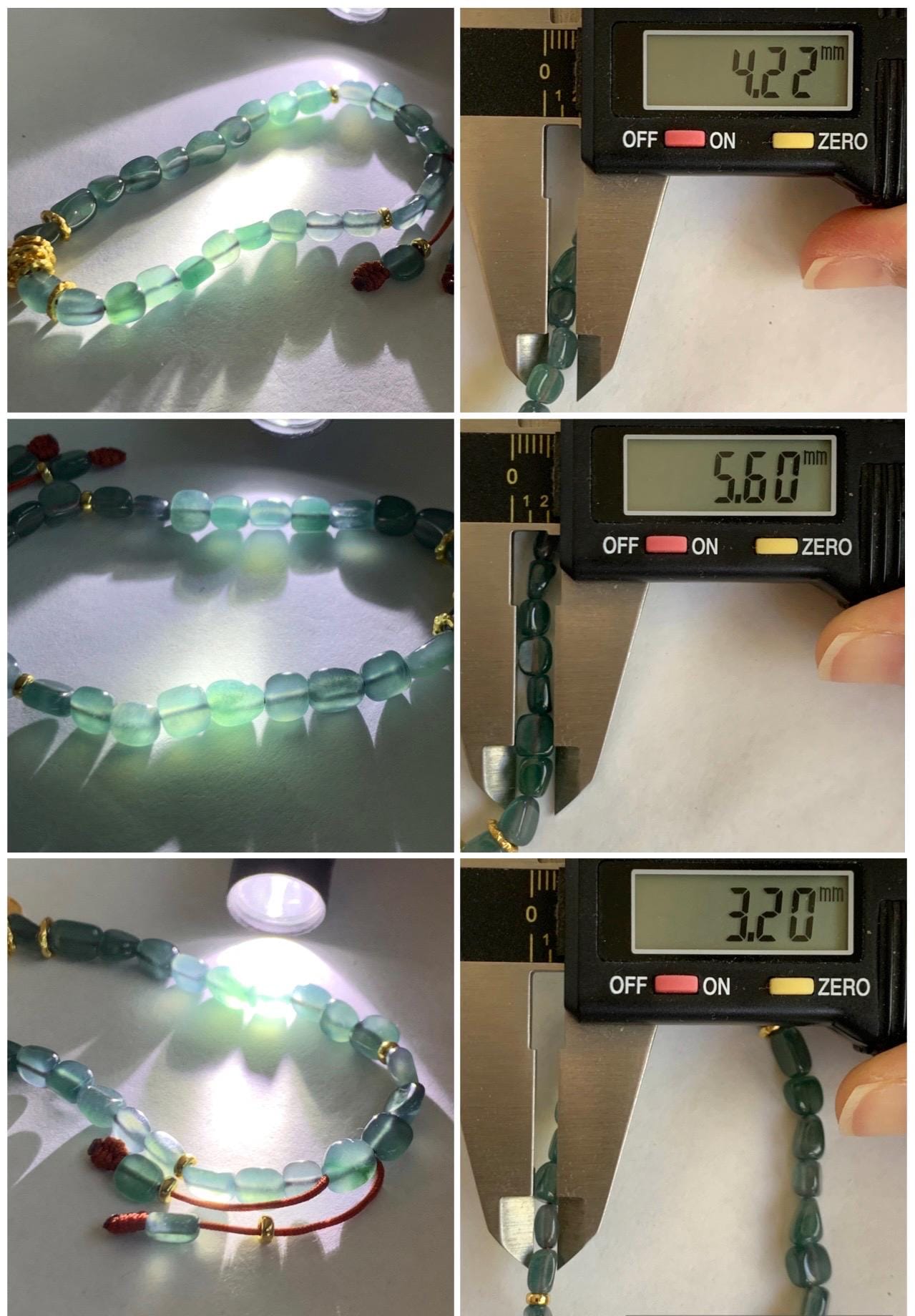 Natural Grade A Guatemalan Icy Translucent Teal Blue Jade Jadeite Nuggets Beaded Fortune Bracelet Sterling Silver 6.75” 天然冰透危蓝翡翠随形珠手串 XSX168