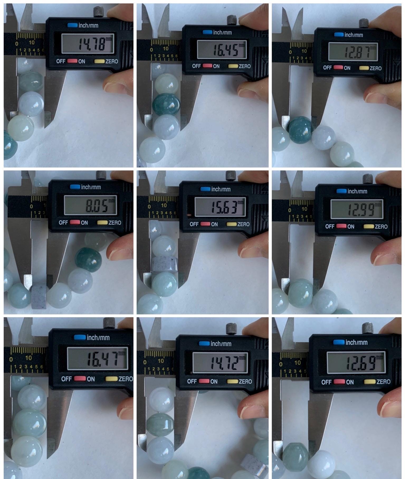 Natural Grade A Icy Translucent Gelatinous Multicolored Jade Jadeite Large Beads Beaded Bracelet 7" 86g 天然冰胶多宝翡翠大卡圆珠鼓珠手串 MDB740