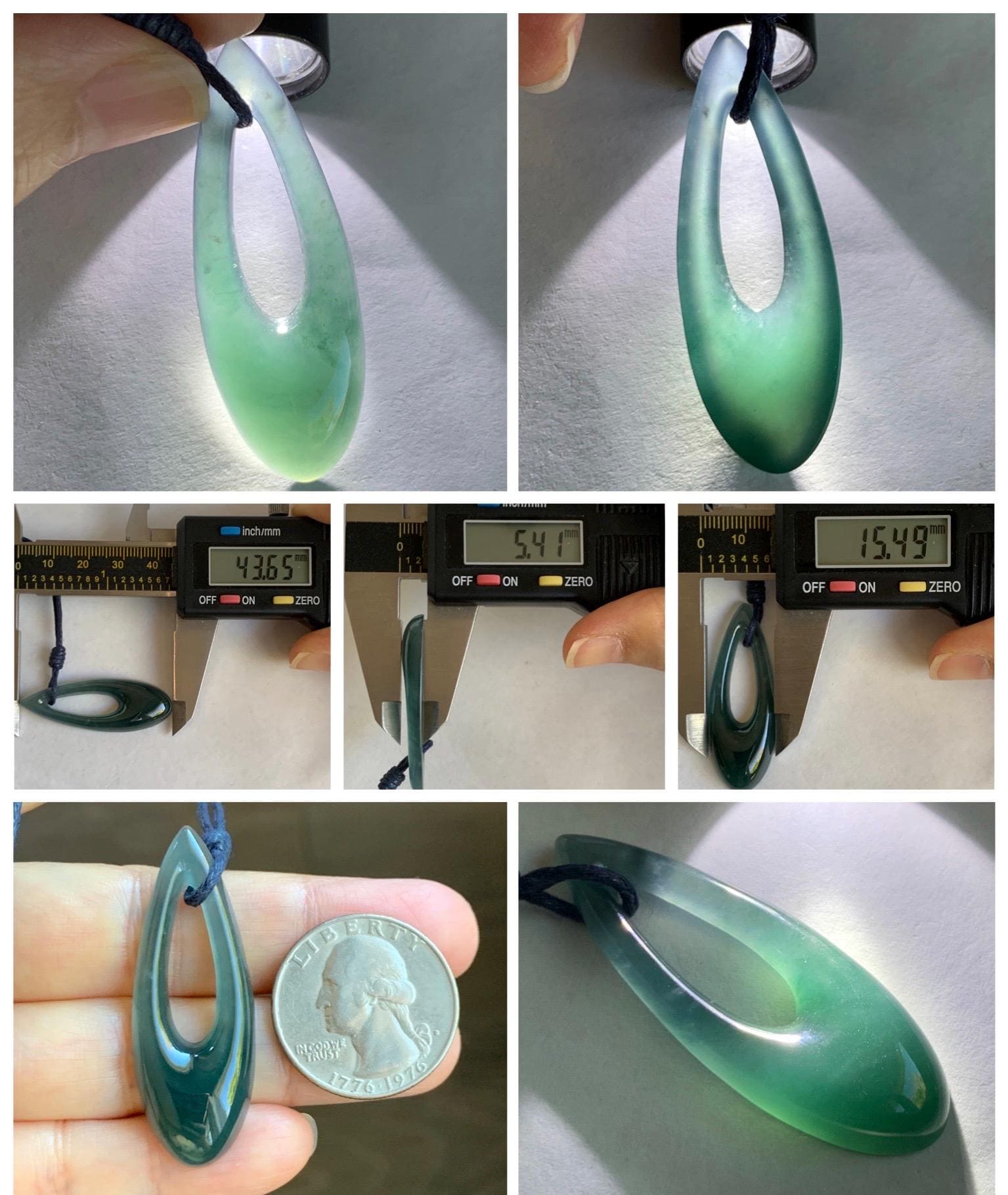 Natural Grade A Guatemalan Icy Highly Translucent Dark Blue Jade Jadeite Carved Teardrop Pendant Rope Bracelet 26” 天然冰危深蓝翡翠水滴项链 WSD160C