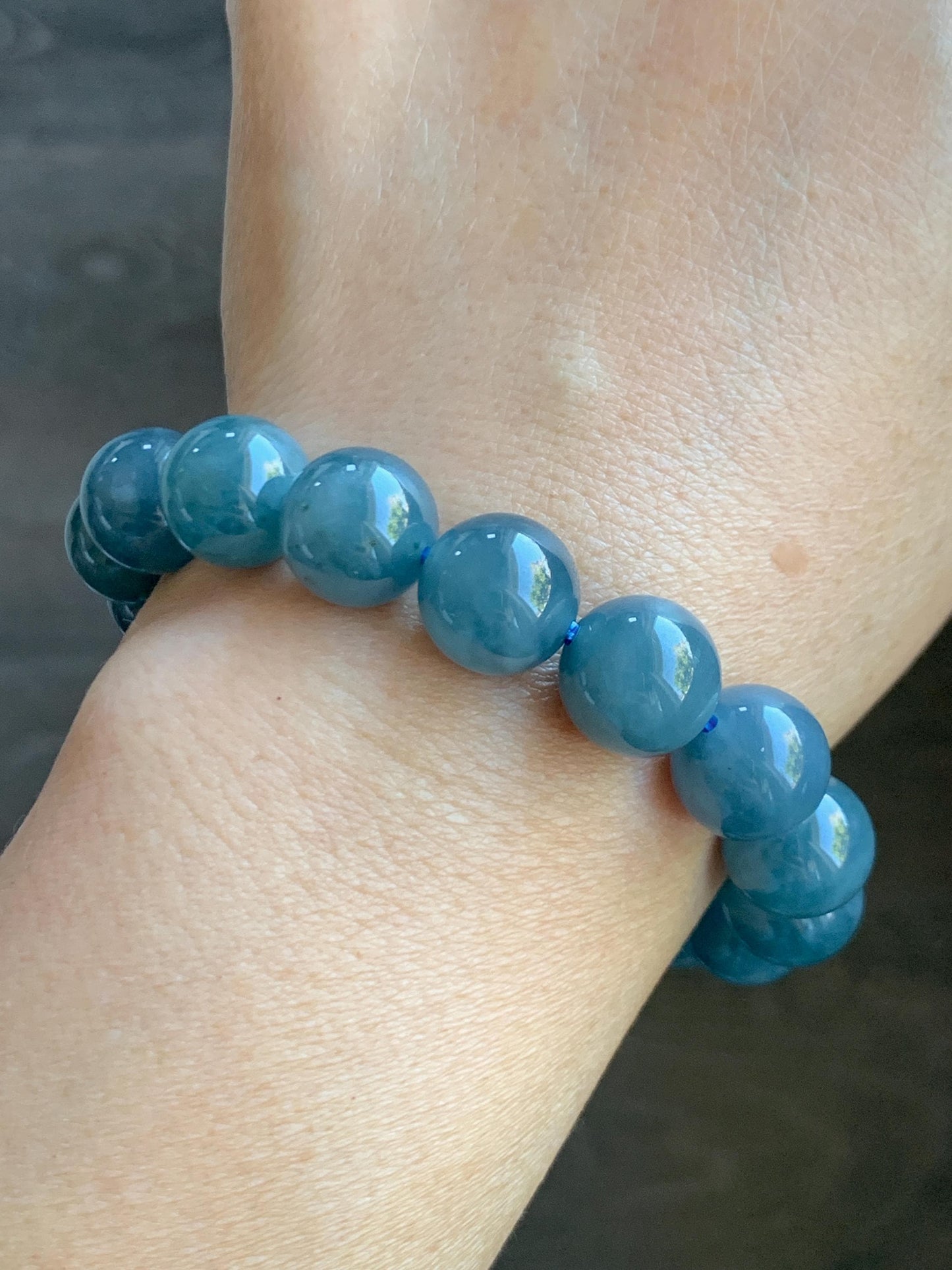 Certified Natural Grade A Guatemalan Icy Translucent Dark Blueberry Jade Jadeite Beaded Bracelet 11.79mm 7.4” 48.42g 天然冰胶危蓝莓紫翡翠圆珠手串 761