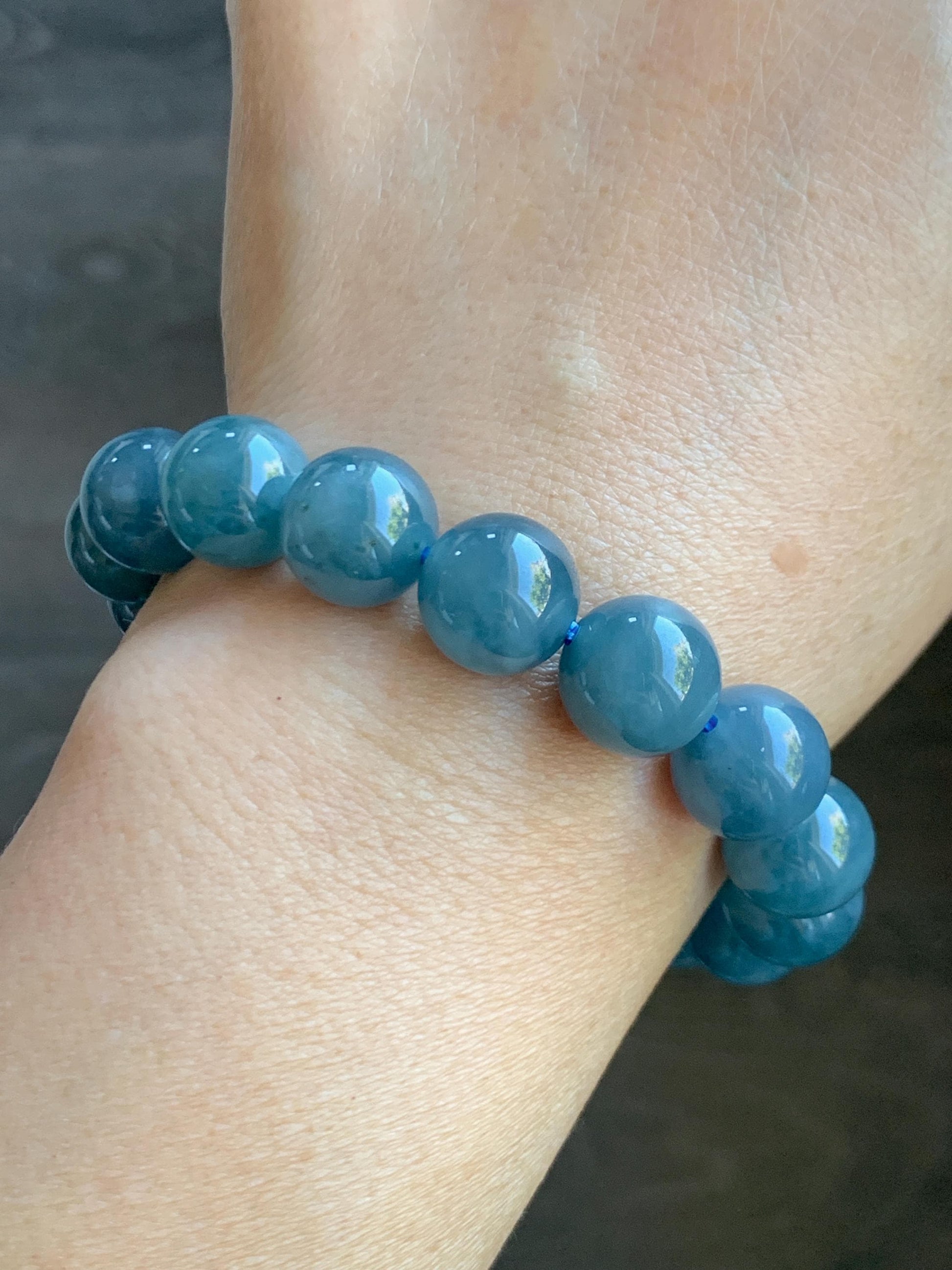 Certified Natural Grade A Guatemalan Icy Translucent Dark Blueberry Jade Jadeite Beaded Bracelet 11.79mm 7.4” 48.42g 天然冰胶危蓝莓紫翡翠圆珠手串 761