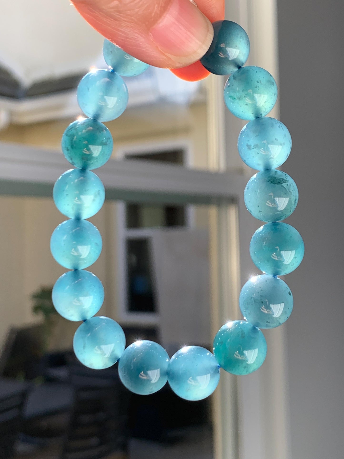 Certified Natural Grade A Guatemalan Icy Translucent Dark Blueberry Jade Jadeite Beaded Bracelet 11.7mm 7.3” 48.43 天然冰胶危蓝莓紫翡翠圆珠手串 763