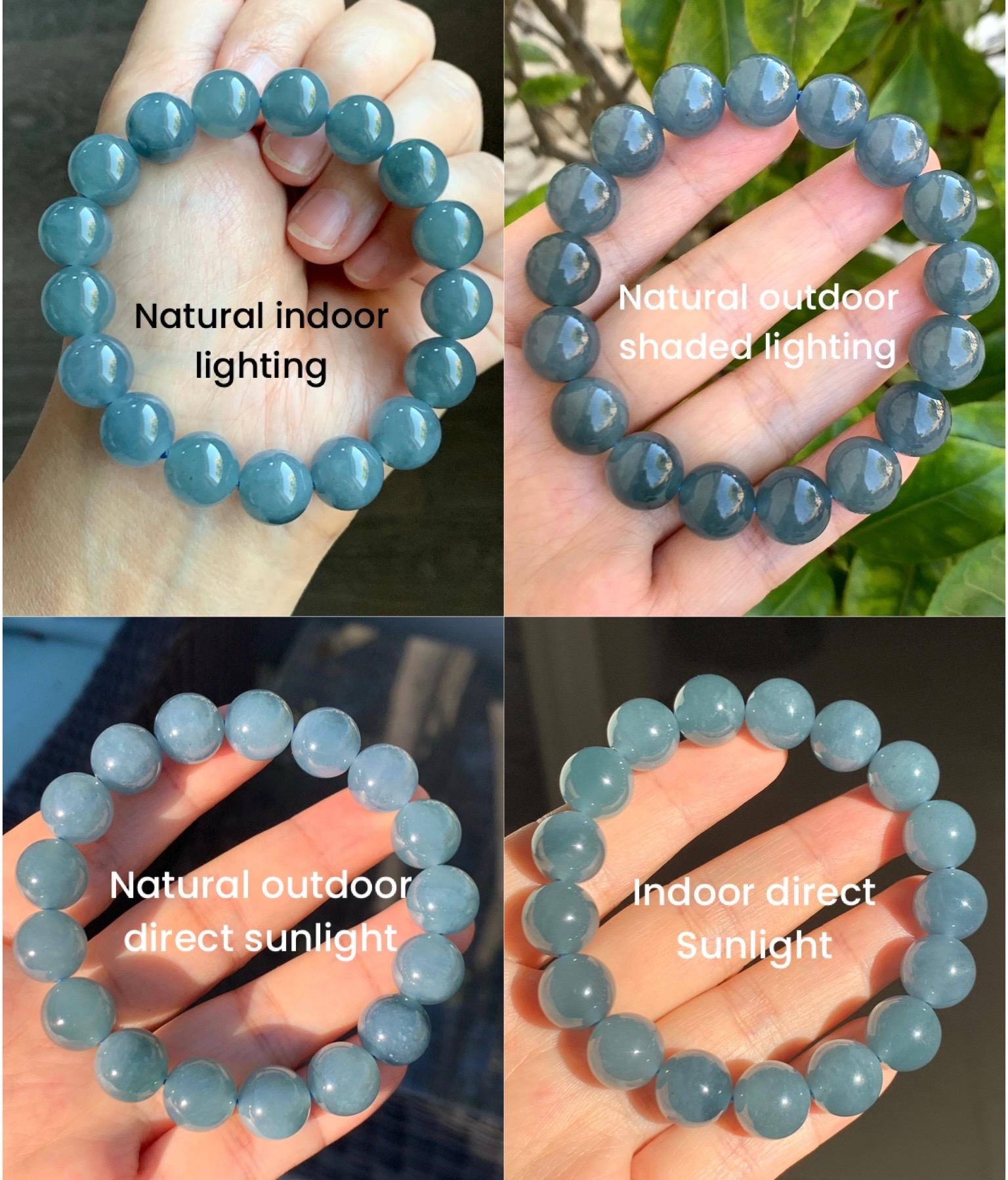 Certified Natural Grade A Guatemalan Icy Translucent Blueberry Jade Jadeite Beaded Bracelet 11.8mm 7.4” 48.46g 天然冰胶危蓝莓紫翡翠圆珠手串 762