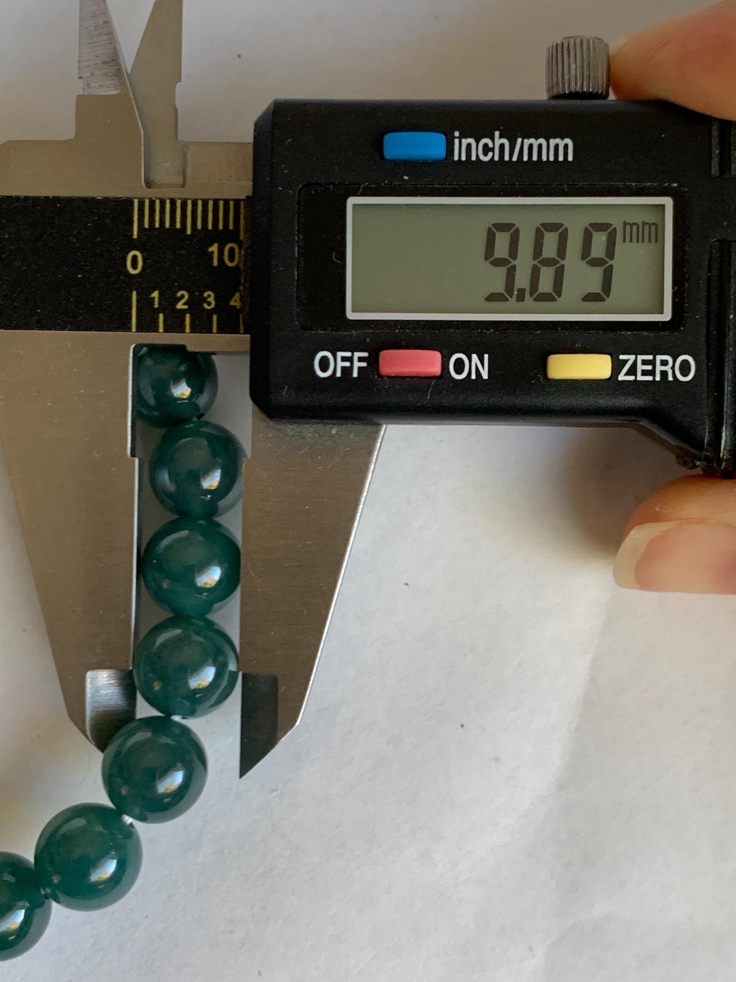 Natural Guatemalan Grade A Icy Translucent Gelatinous Dark Teal Green Jade Jadeite Beaded Bracelet 9.8mm 7.25” 33g 天然冰危深蓝绿翡翠圆珠手串 SWL188