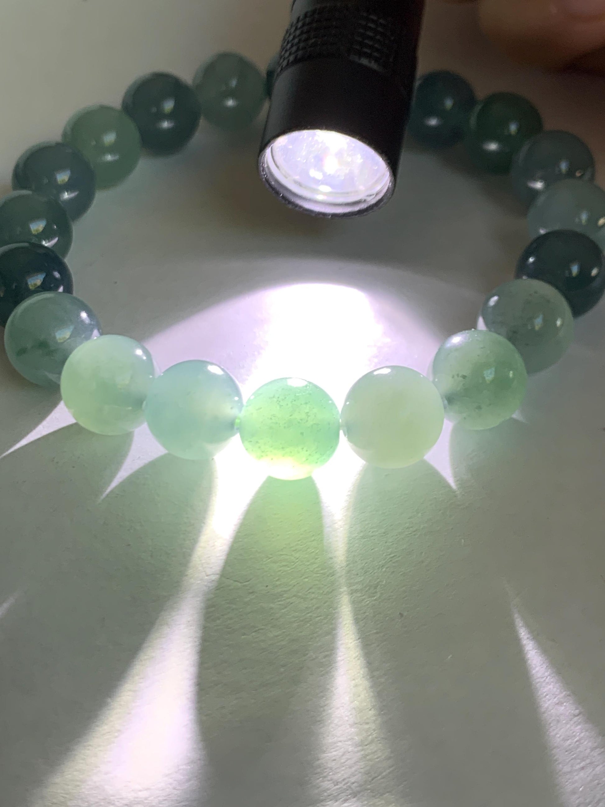Natural Grade A Guatemalan Icy Highly Translucent Gelatinous Multicolored Jade Jadeite Beaded Bracelet 9.6mm 7” 30g 天然老种冰危蓝水多宝翡翠手串 DWDB240