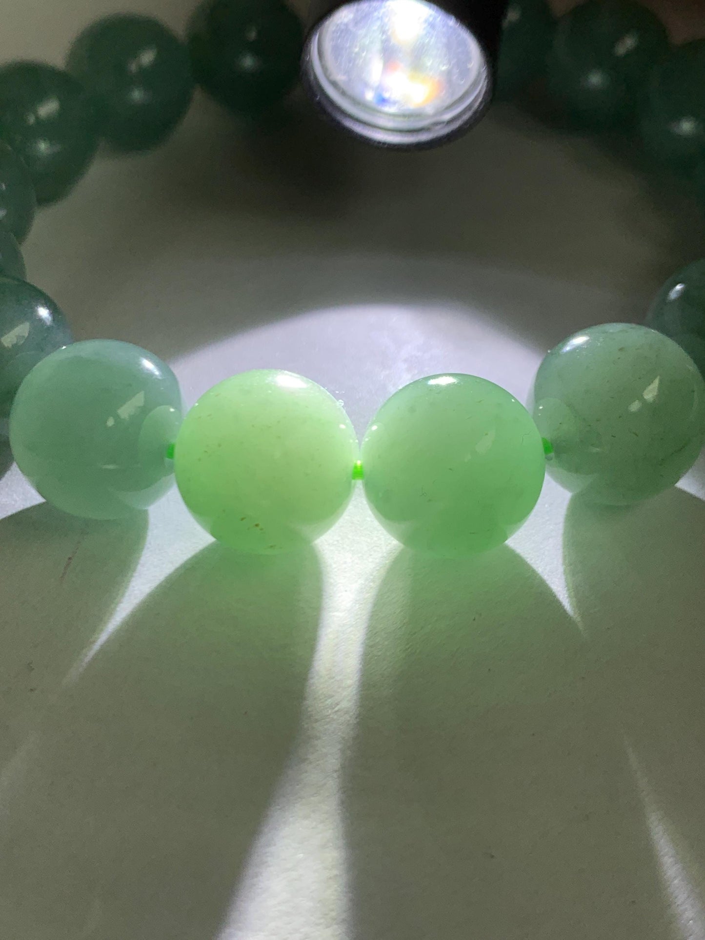 Natural Grade A Guatemalan Icy Translucent Light Teal Green Jade Jadeite Large Beads Beaded Bracelet 11.9mm 7.5” 49g 天然冰危浅蓝绿翡翠圆珠手串 WDQ550B