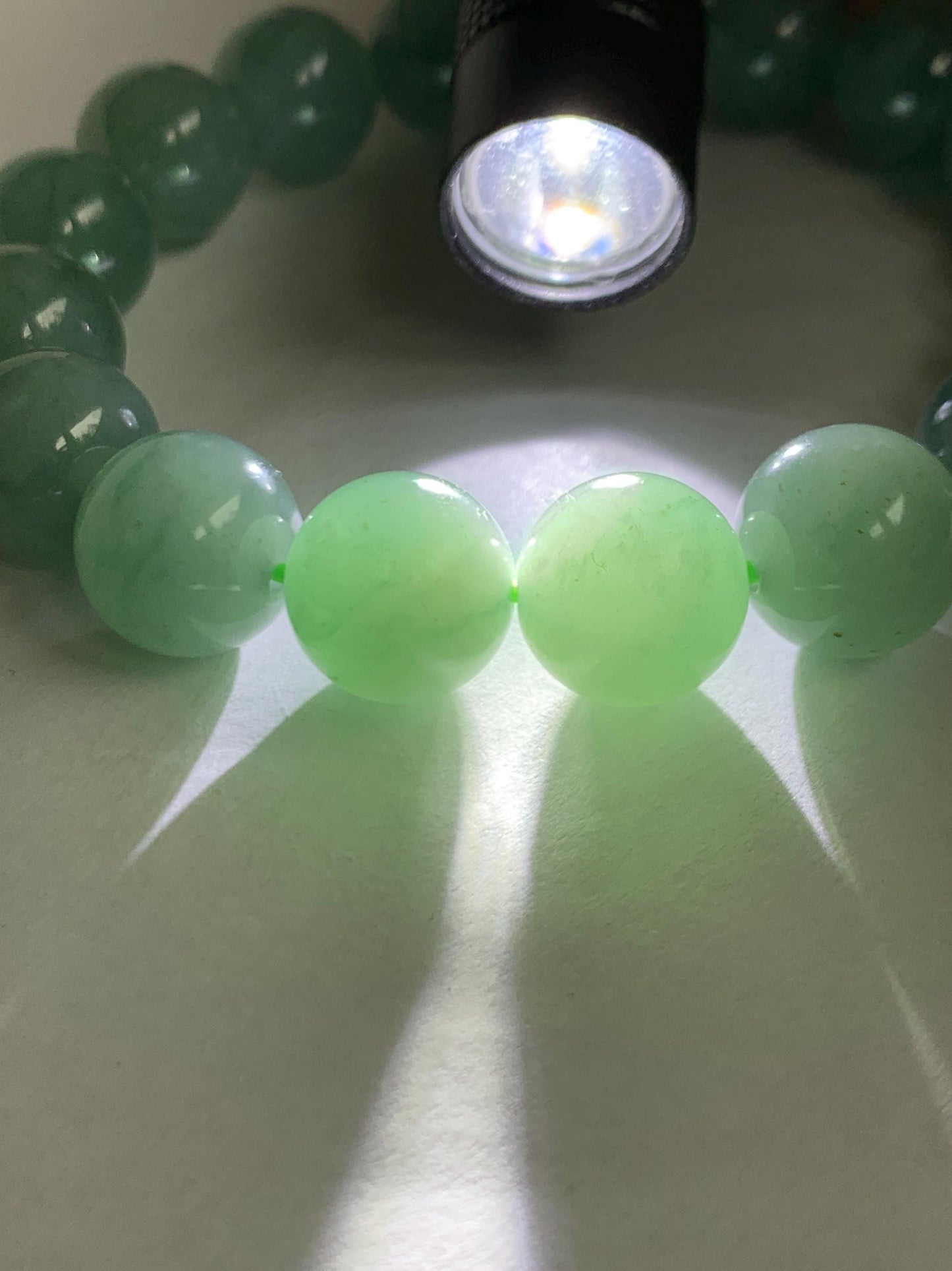 Natural Grade A Guatemalan Icy Translucent Light Teal Green Jade Jadeite Large Beads Beaded Bracelet 11.9mm 7.5” 49g 天然冰危浅蓝绿翡翠圆珠手串 WDQ550B