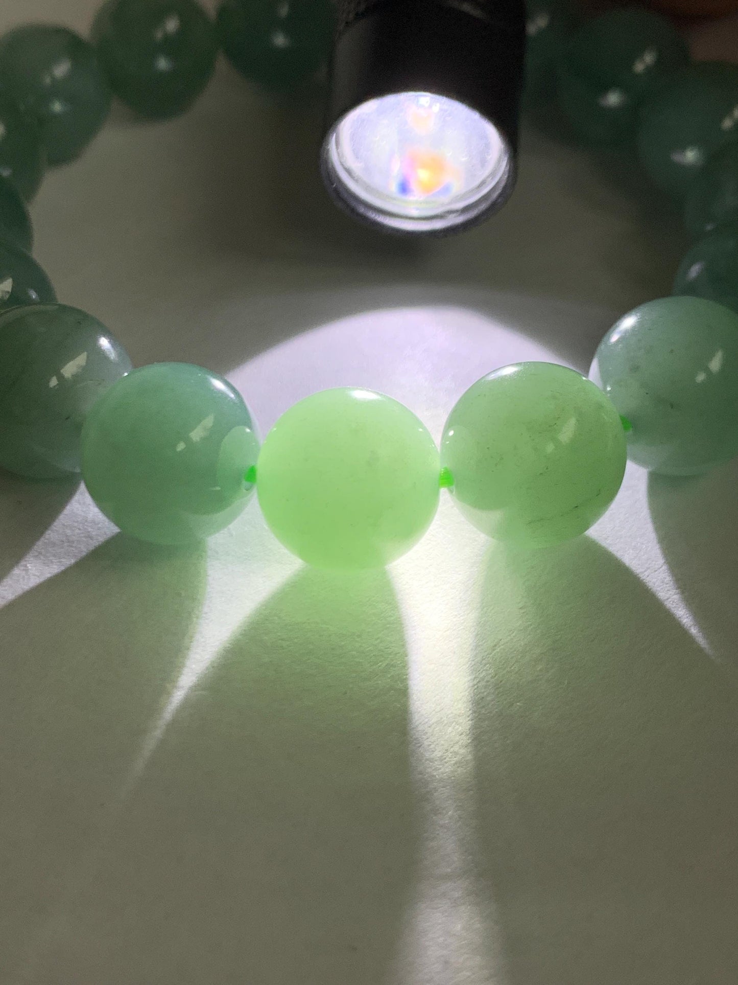 Natural Grade A Guatemalan Icy Translucent Light Teal Green Jade Jadeite Large Beads Beaded Bracelet 11.9mm 7.5” 49g 天然冰危浅蓝绿翡翠圆珠手串 WDQ550B