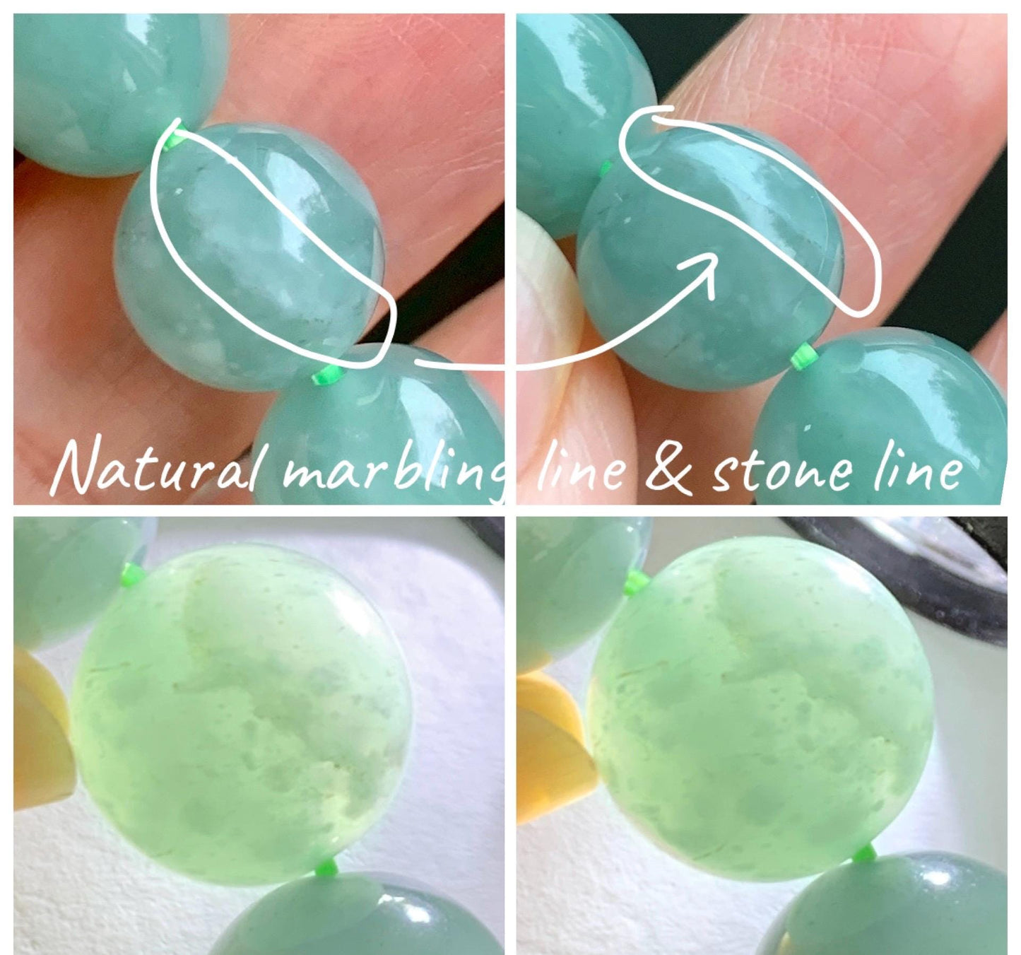 Natural Grade A Guatemalan Icy Translucent Light Teal Green Jade Jadeite Large Beads Beaded Bracelet 11.9mm 7.5” 49g 天然冰危浅蓝绿翡翠圆珠手串 WDQ550A