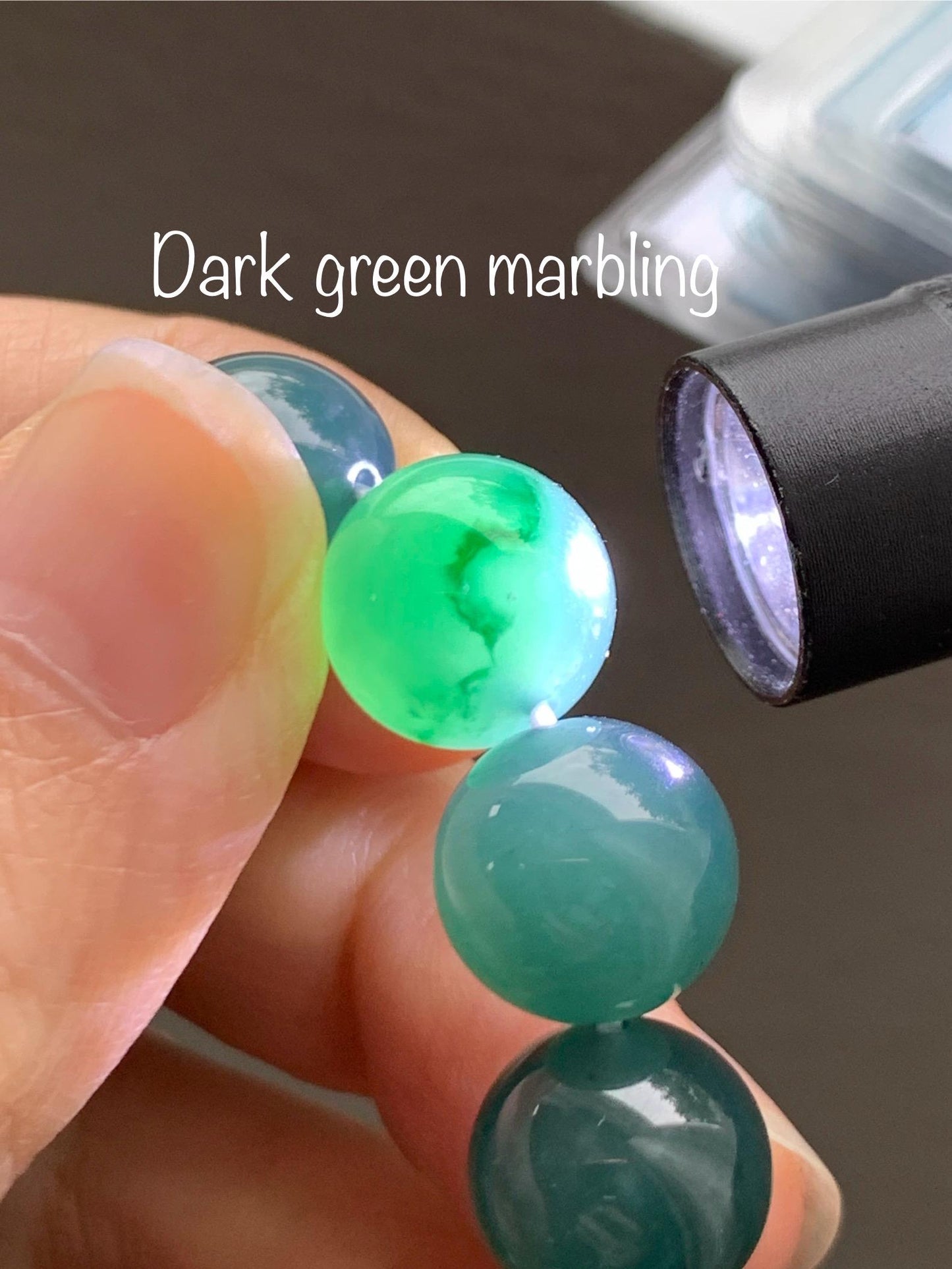 Natural Grade A Guatemalan Icy Translucent Dark Teal Green Jade Jadeite Large Beads Beaded Bracelet 11.9mm 7.5” 49g 天然冰危深蓝绿翡翠圆珠手串 SWL498A
