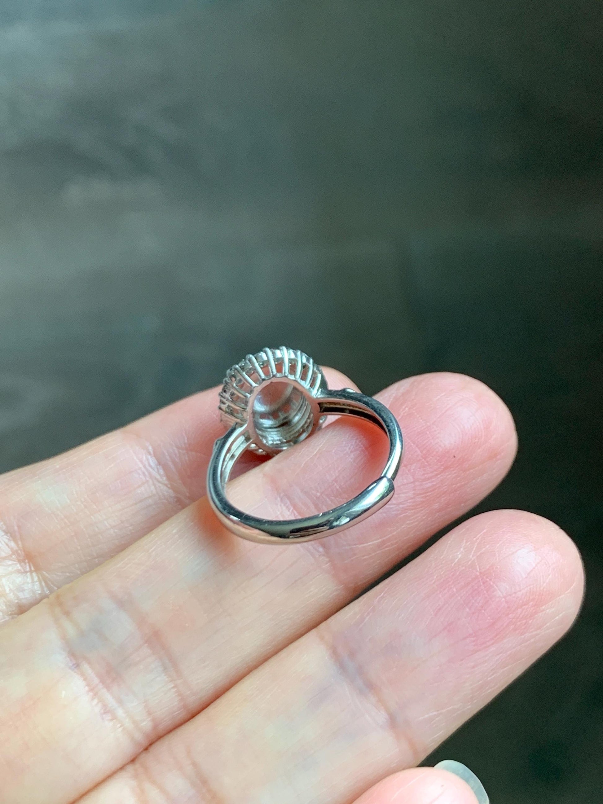 Natural Grade A Guatemalan Icy Translucent Vibrant Green Jade Jadeite Halo Style Ring Sterling Silver Size Adjustable 天然冰危绿翡翠银镶戒指 WLH132