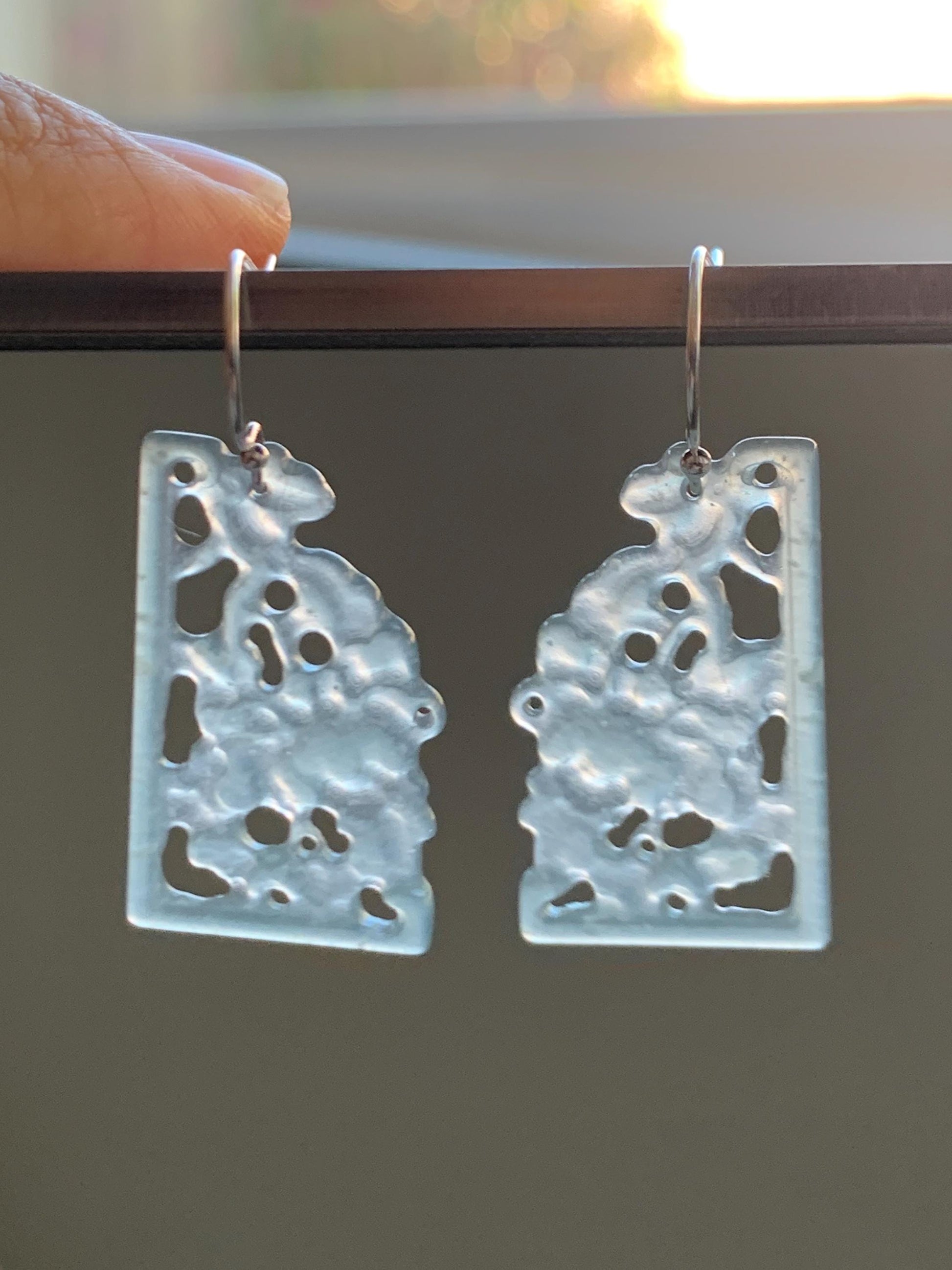 Natural Grade A Guatemalan Icy Highly Translucent Pastel Blue Jade Jadeite Openwork Engraved Earrings Sterling Silver 天然冰危淡蓝翡翠镂空雕耳钩 WDL132