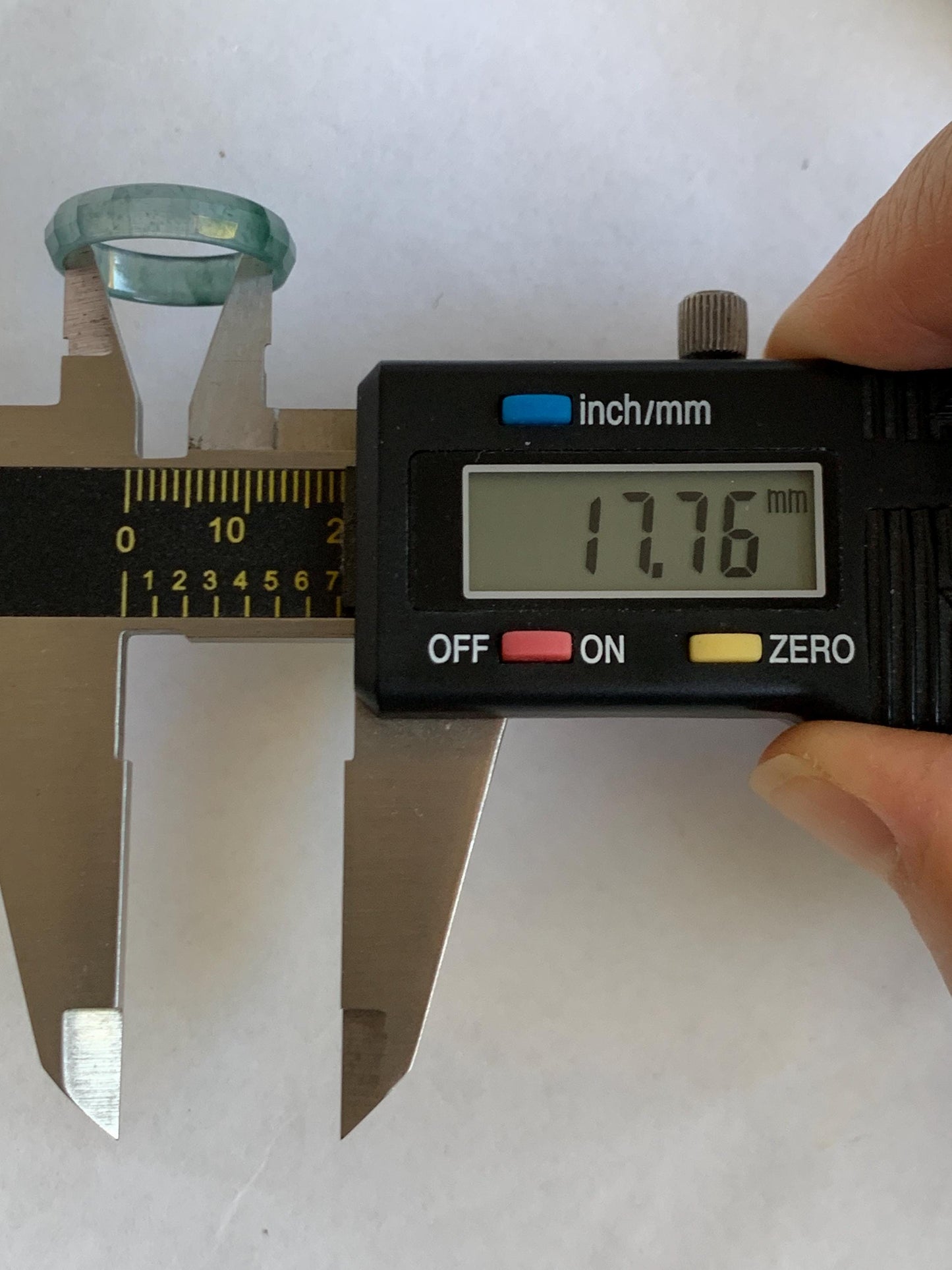 Natural Grade A Guatemalan Icy Highly Translucent Teal Blue Green Marbled Jade Jadeite Faceted Band Ring Size 7.75 US 天然冰危蓝飘花翡翠切割面戒圈 WLQ220B