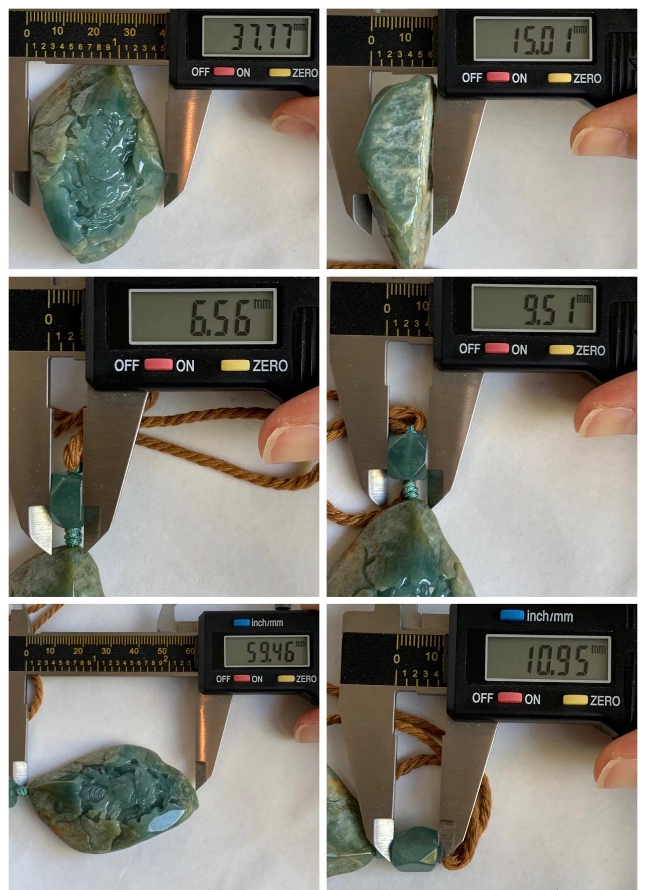 Natural Grade A Guatemalan Icy Dark Dusty Blue Jade Jadeite with Rind Carved Dragon Pendant Rope Necklace 26.5" 52g 天然危蓝翡翠龙破石皮壳料吊坠 PGL180L
