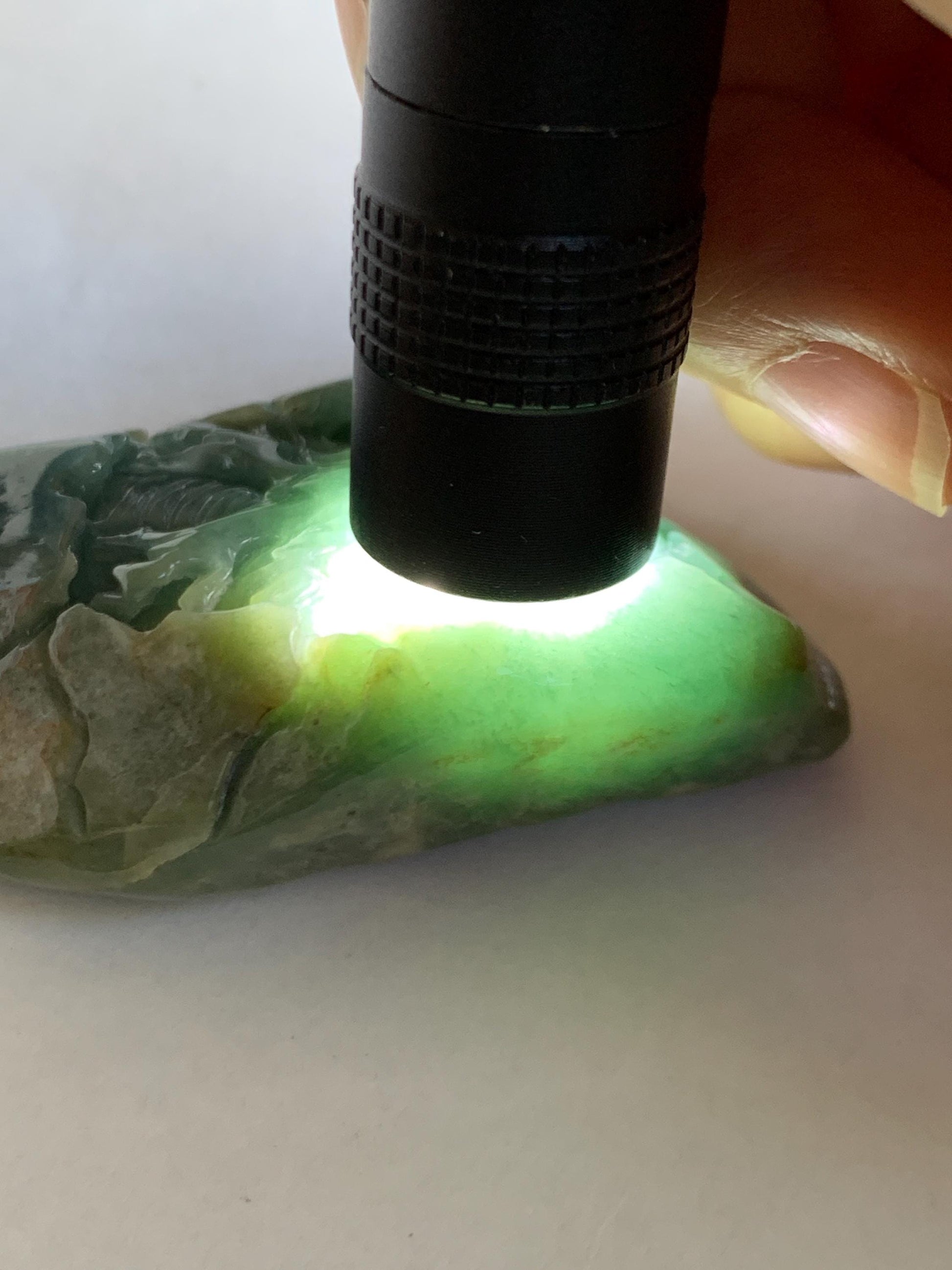 Natural Grade A Guatemalan Icy Dark Dusty Blue Jade Jadeite with Rind Carved Dragon Pendant Rope Necklace 26.5" 52g 天然危蓝翡翠龙破石皮壳料吊坠 PGL180L