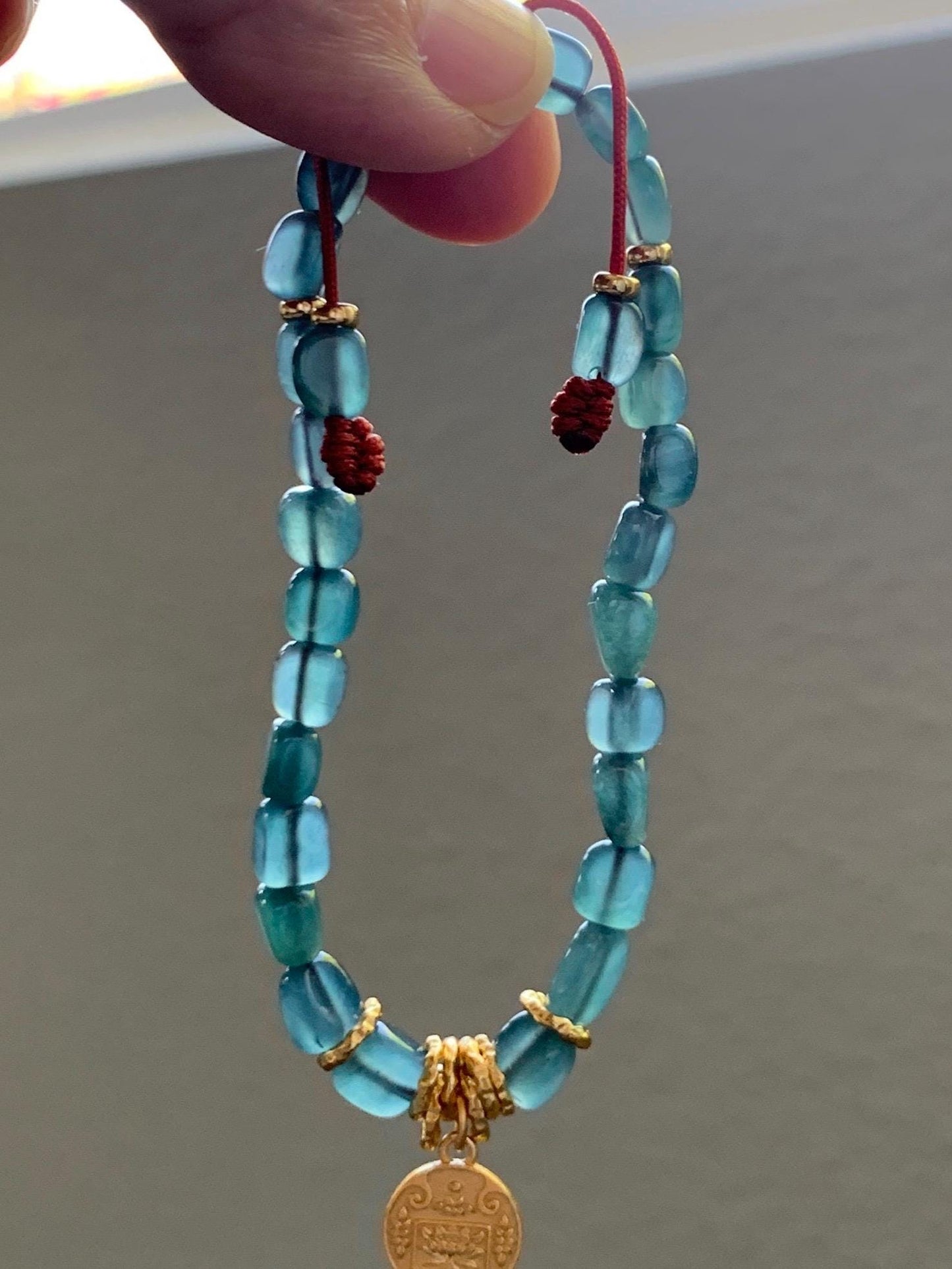 Natural Grade A Guatemalan Icy Translucent Teal Blue Jade Jadeite Nuggets Beaded Fortune Bracelet Sterling Silver 6.75” 天然冰透危蓝翡翠随形珠手串 XSX168