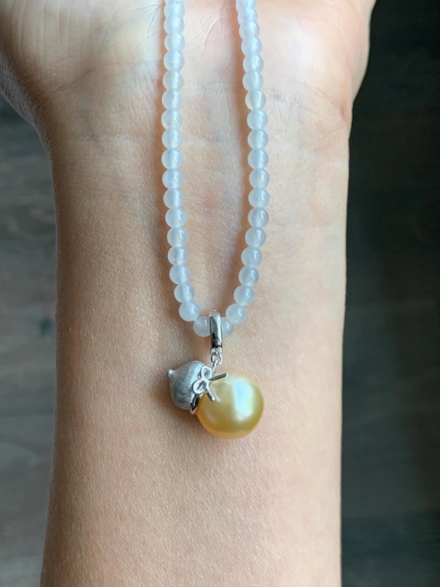 Natural Genuine Golden South Sea Pearl Gourd Hulu Pendant Solid Sterling Silver 11.8mm 4g 天然南洋金珠葫芦吊坠 GSC561B