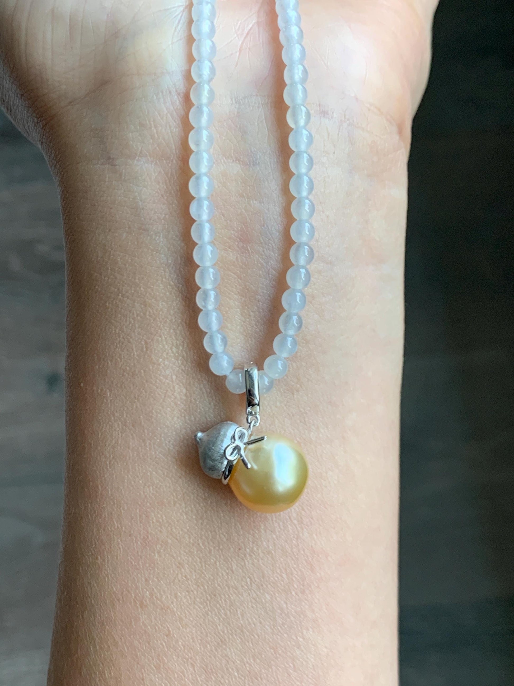 Natural Genuine Golden South Sea Pearl Gourd Hulu Pendant Solid Sterling Silver 11.8mm 4g 天然南洋金珠葫芦吊坠 GSC561B