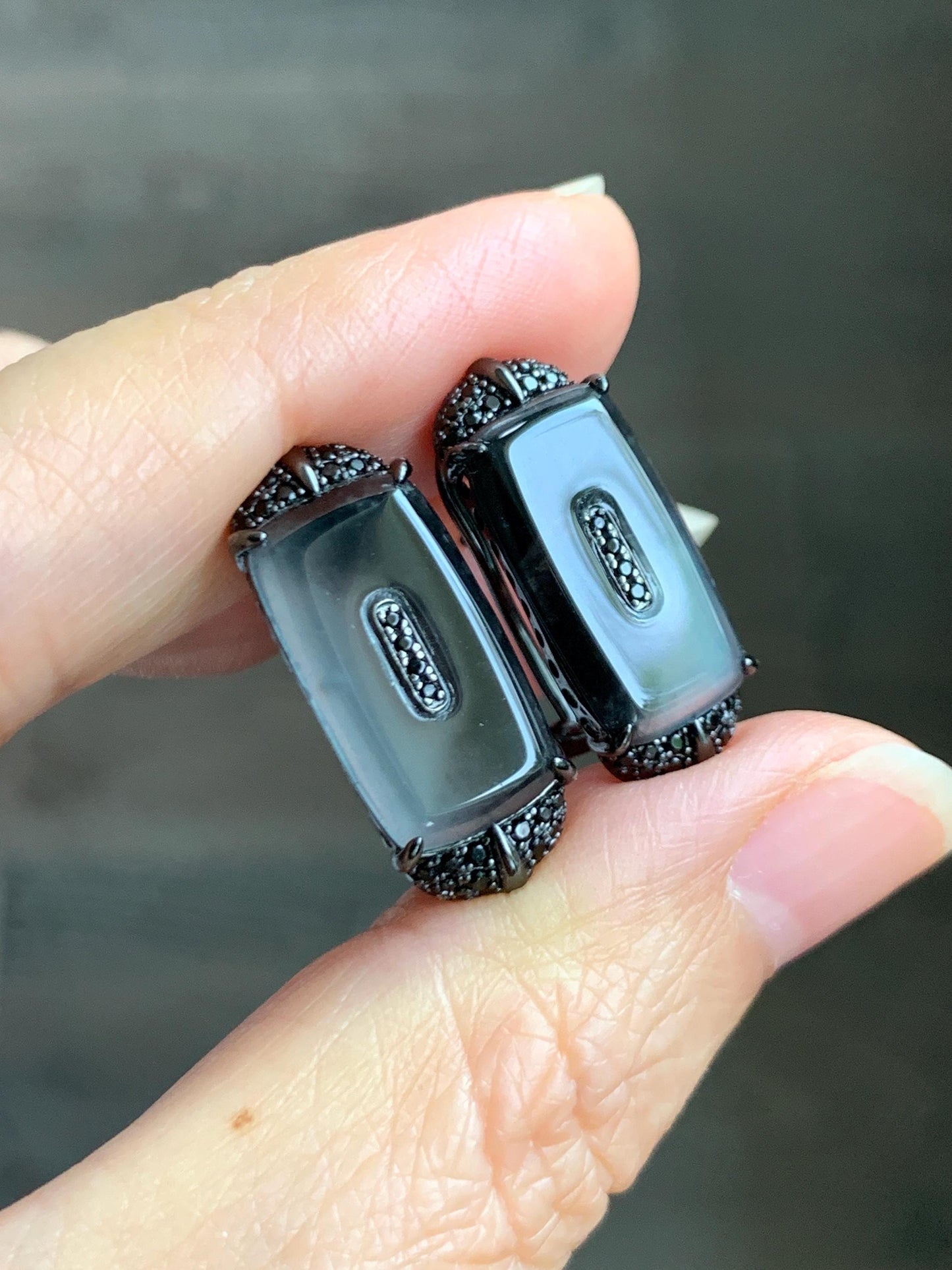 Certified Natural Grade A Guatemalan Icy Highly Translucent Wuji Jade Jadeite Earrings Omega Back Studs Sterling Silver 天然冰胶危乌鸡翡翠镶嵌耳环 273