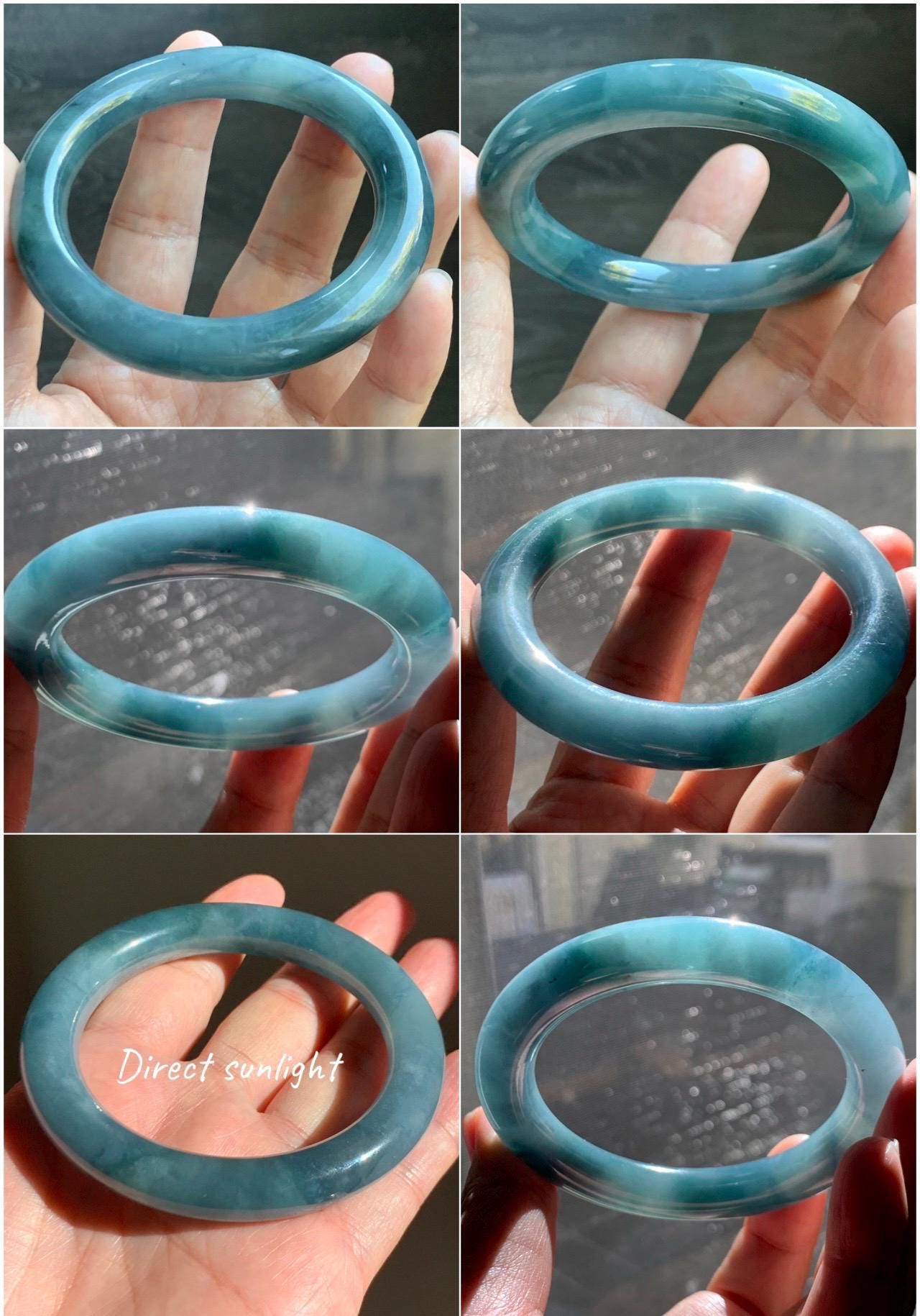 Certified Natural Grade A Guatemalan Icy Translucent Dark Blueberry Blue Jade Jadeite Wide Bangle Bracelet 55.9mm 6.9” 天然冰危蓝莓紫翡翠粗圆条手镯 285