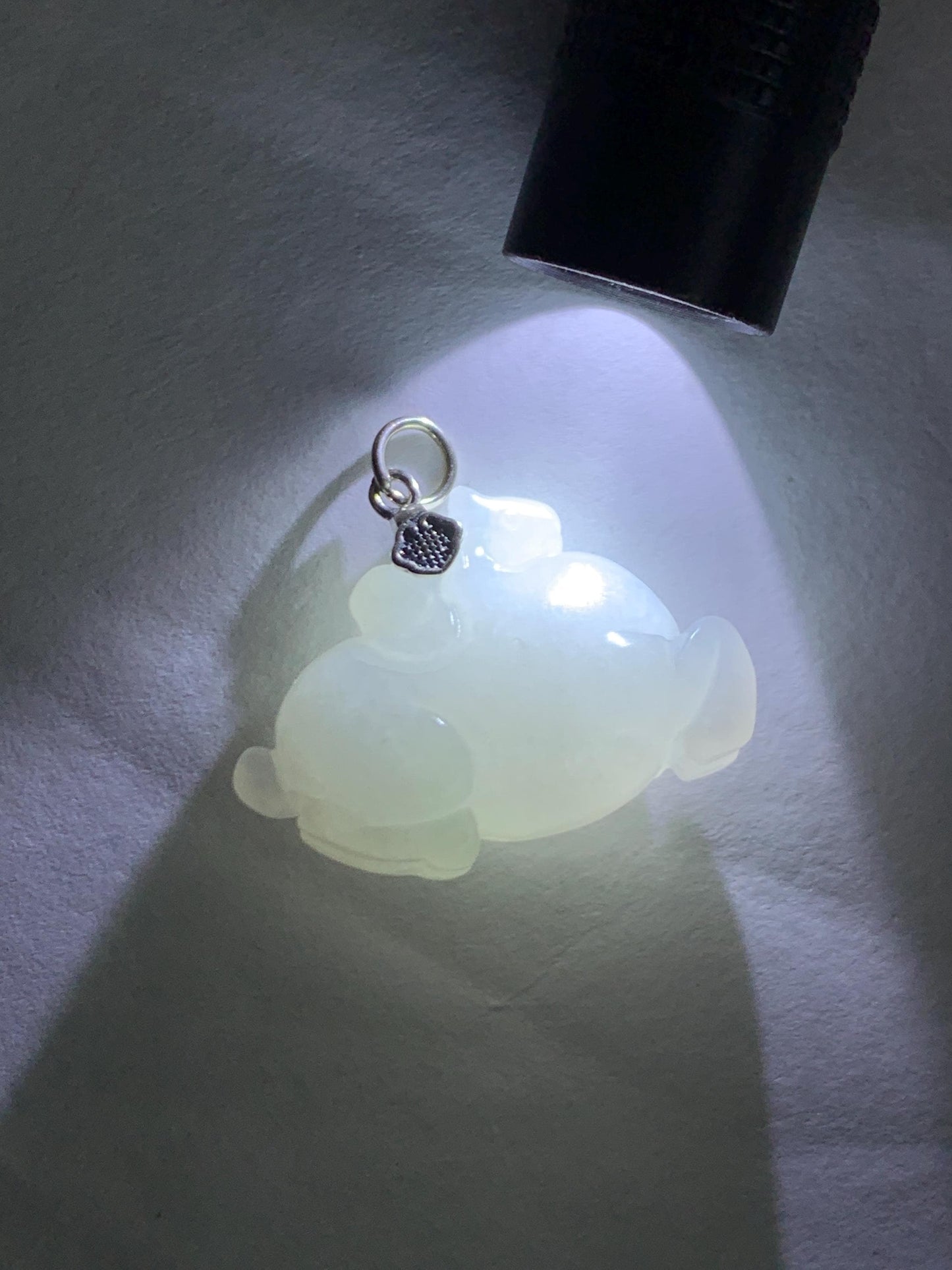 Natural Grade A Icy Translucent Gelatinous Icy White Jade Jadeite Carved Tang Horse Pendant Sterling Silver 9g 天然冰细糯淡蓝底翡翠唐马银镶吊坠 TMQ160