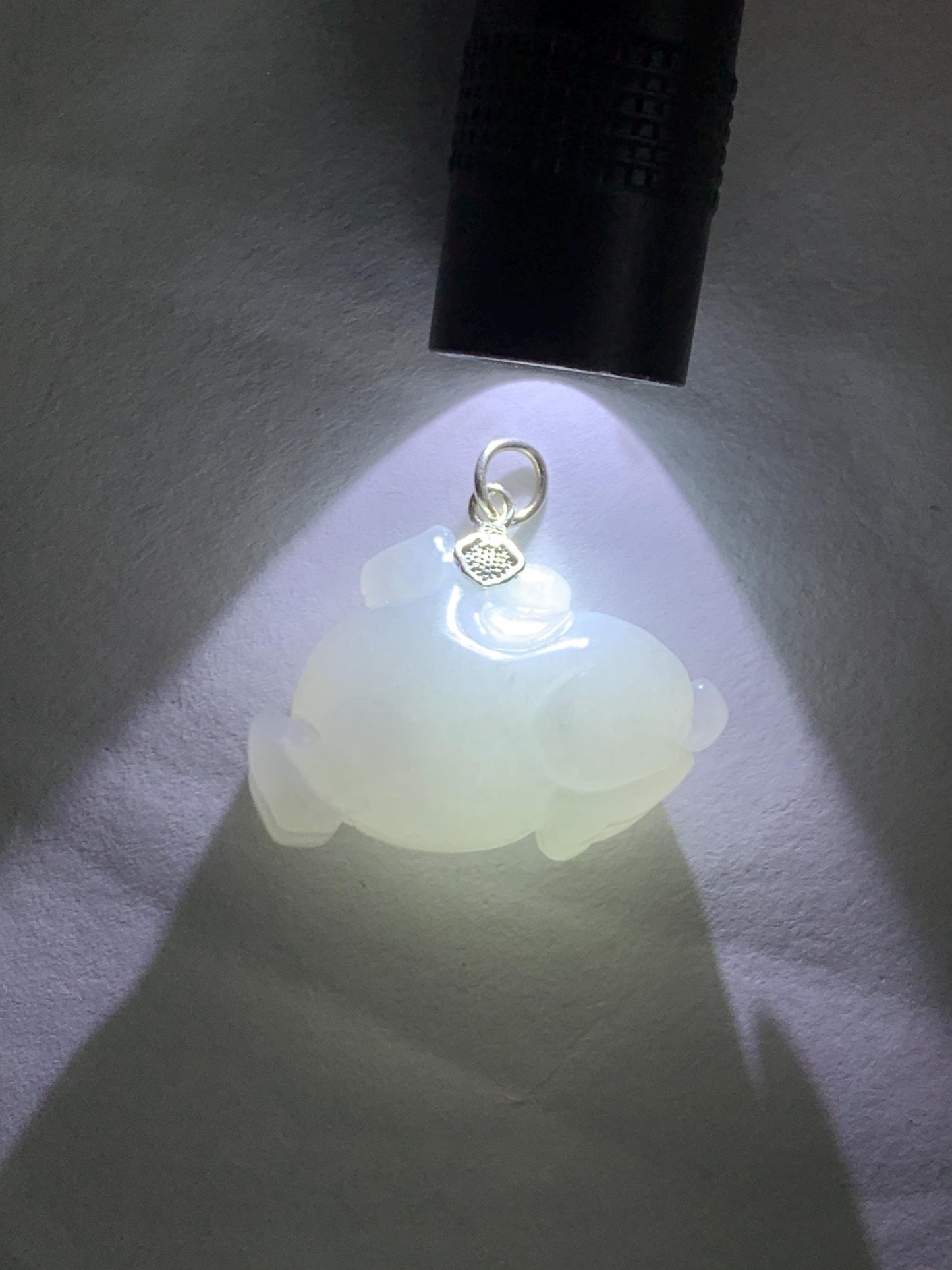 Natural Grade A Icy Translucent Gelatinous Icy White Jade Jadeite Carved Tang Horse Pendant Sterling Silver 9g 天然冰细糯淡蓝底翡翠唐马银镶吊坠 TMQ160