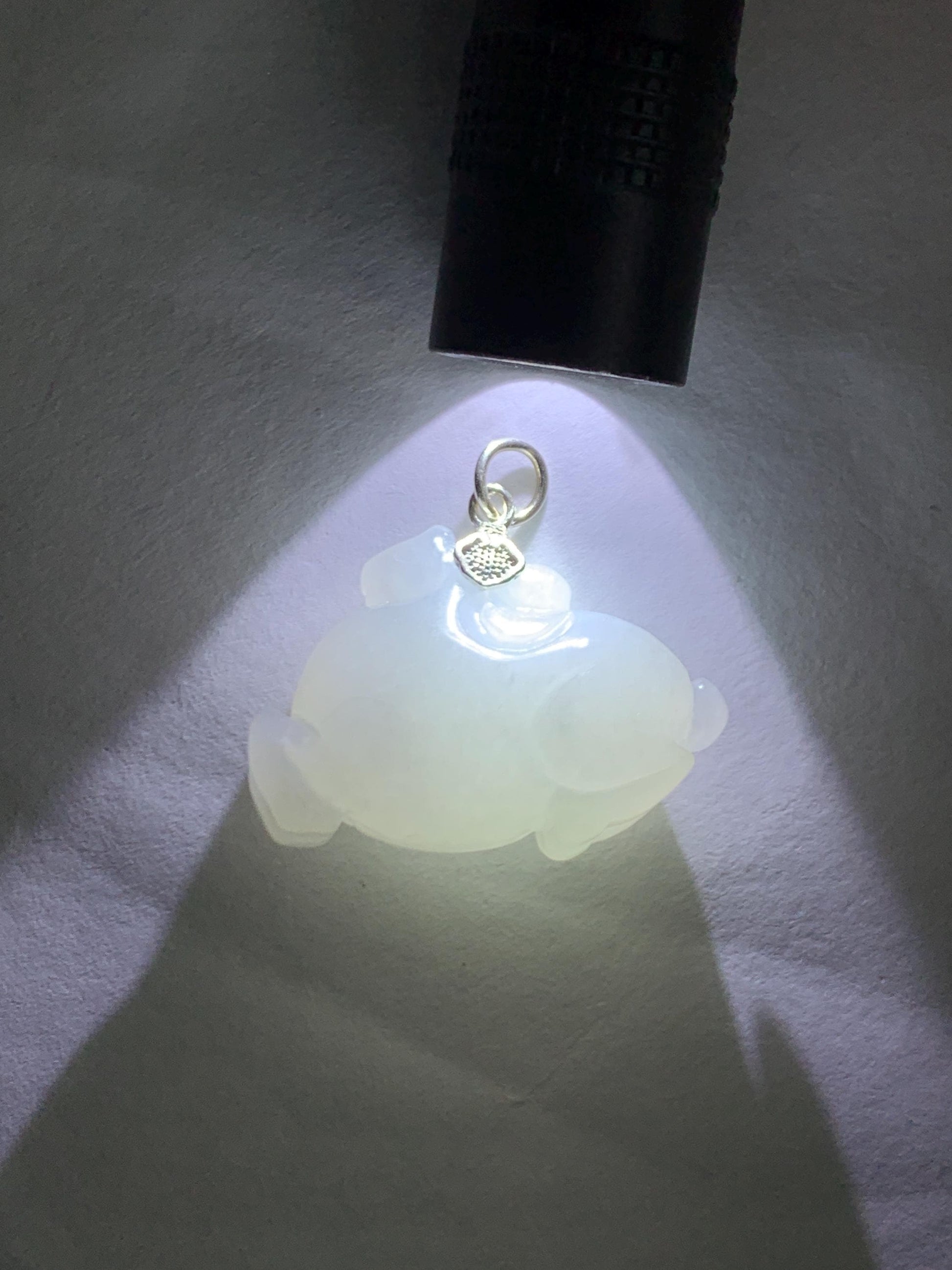 Natural Grade A Icy Translucent Gelatinous Icy White Jade Jadeite Carved Tang Horse Pendant Sterling Silver 9g 天然冰细糯淡蓝底翡翠唐马银镶吊坠 TMQ160