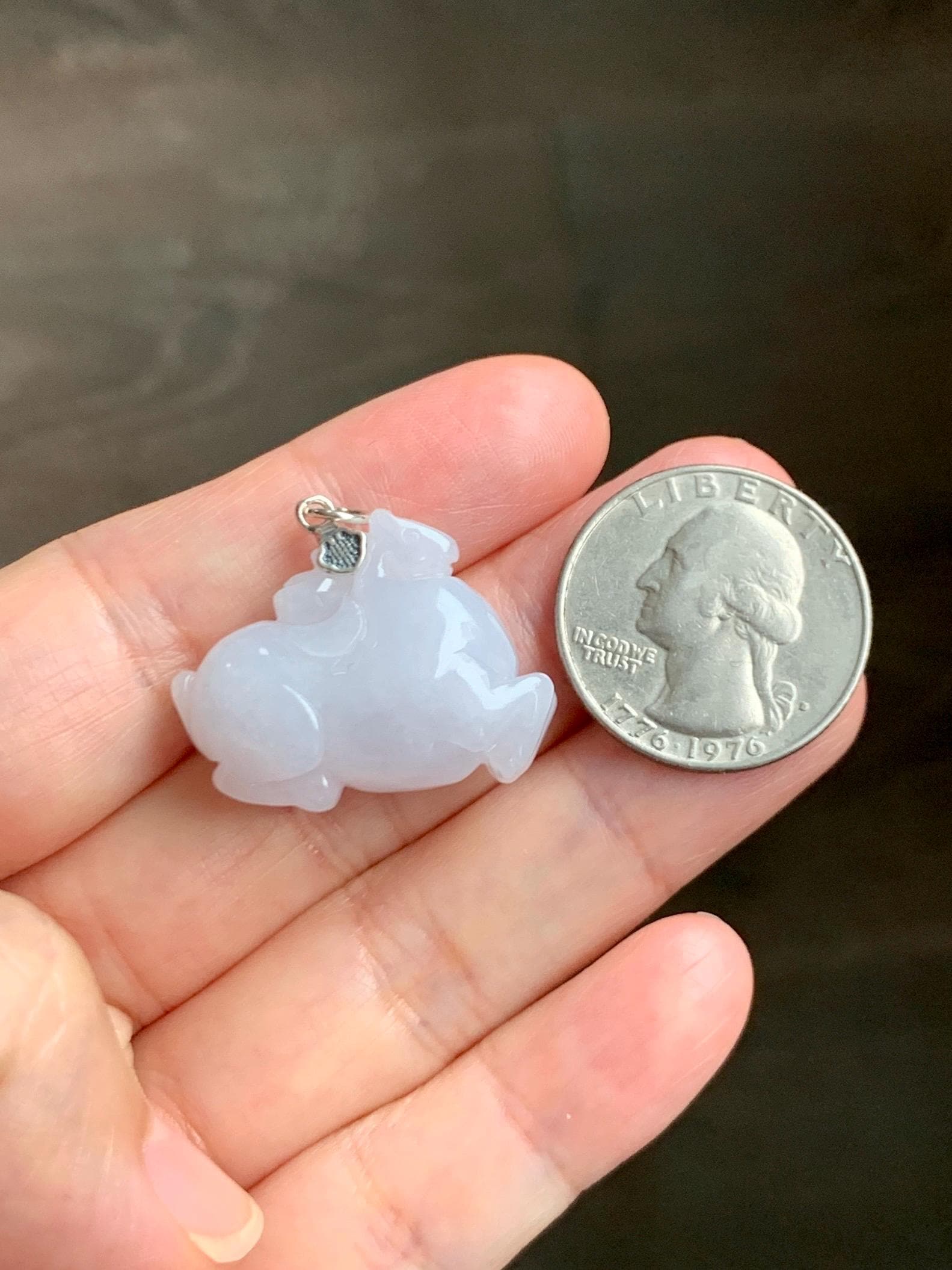 Natural Grade A Icy Translucent Gelatinous Icy White Jade Jadeite Carved Tang Horse Pendant Sterling Silver 10g 天然冰细糯淡紫底翡翠唐马银镶吊坠 TMZ160