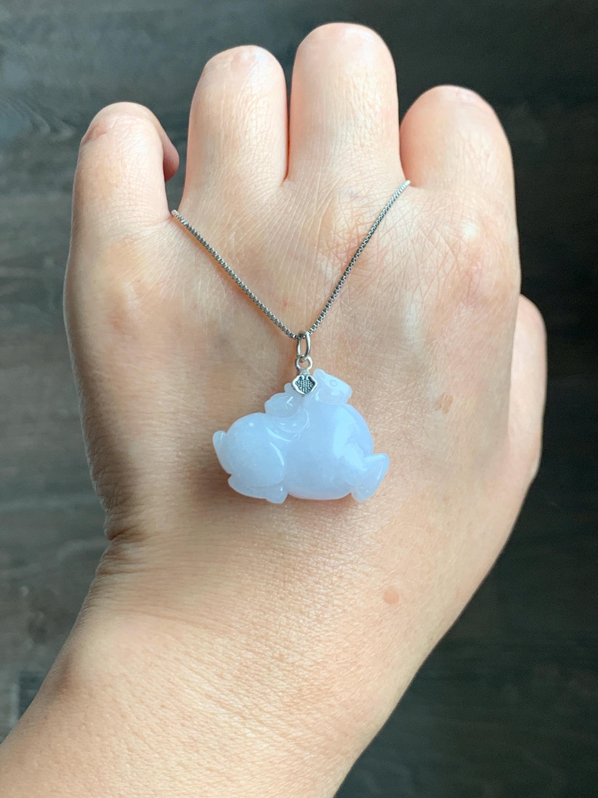 Natural Grade A Icy Translucent Gelatinous Icy White Jade Jadeite Carved Tang Horse Pendant Sterling Silver 10g 天然冰细糯淡紫底翡翠唐马银镶吊坠 TMZ160
