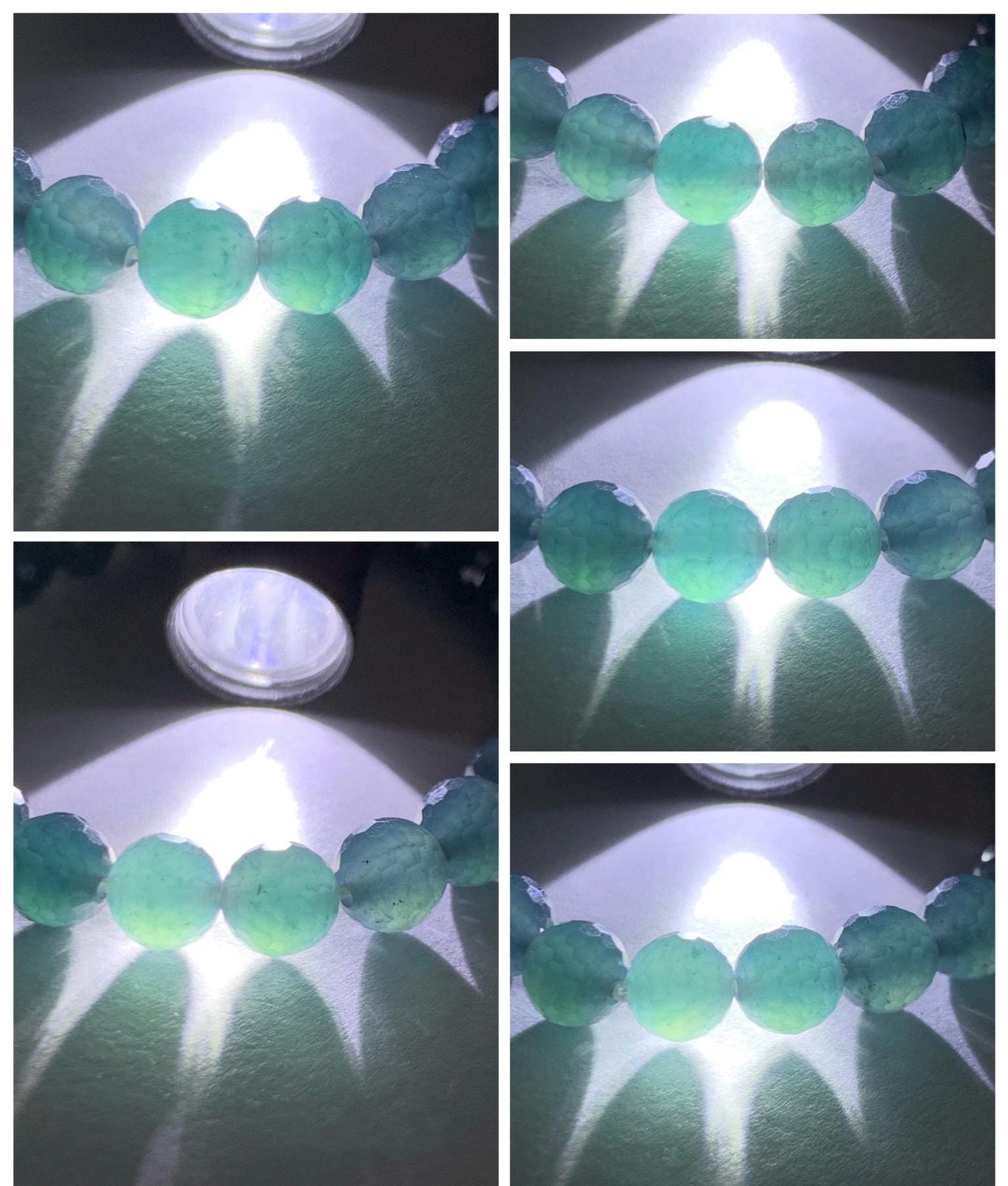Certified Natural Grade A Guatemalan Icy Translucent Dark Teal Blue Faceted Jade Jadeite Beaded Bracelet 7.6mm 7” 17.4g 天然冰危蓝翡翠切割面圆珠手串 277