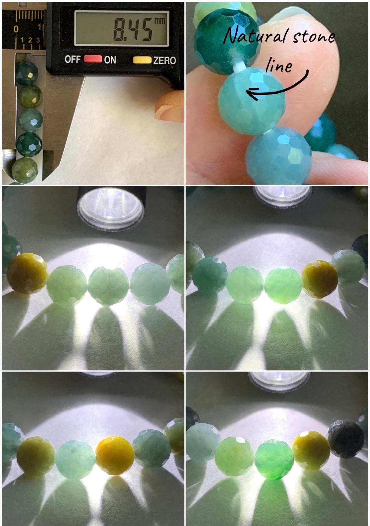 Natural Guatemalan Grade A Icy Translucent Multicolored Faceted Jade Jadeite Beaded Bracelet Stretchy 8.5mm 6.5" 21g 天然冰危多宝翡翠切割面圆珠手串 DBWQ14