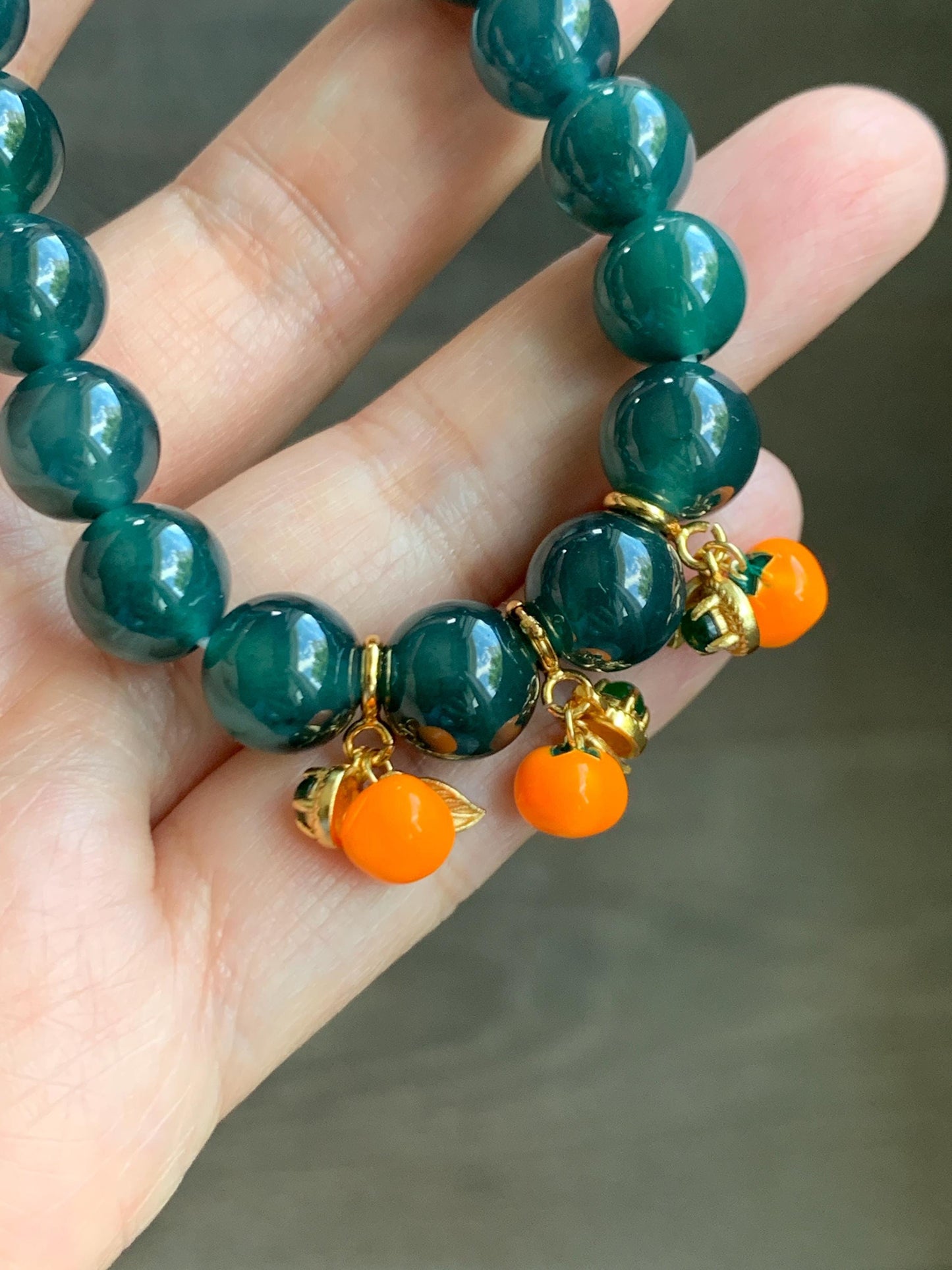 Natural Grade A Guatemalan Icy Translucent Vibrant Green Jade Jadeite Enamel Petite Persimmon Charm Pendant Sterling Silver WLDL44-P