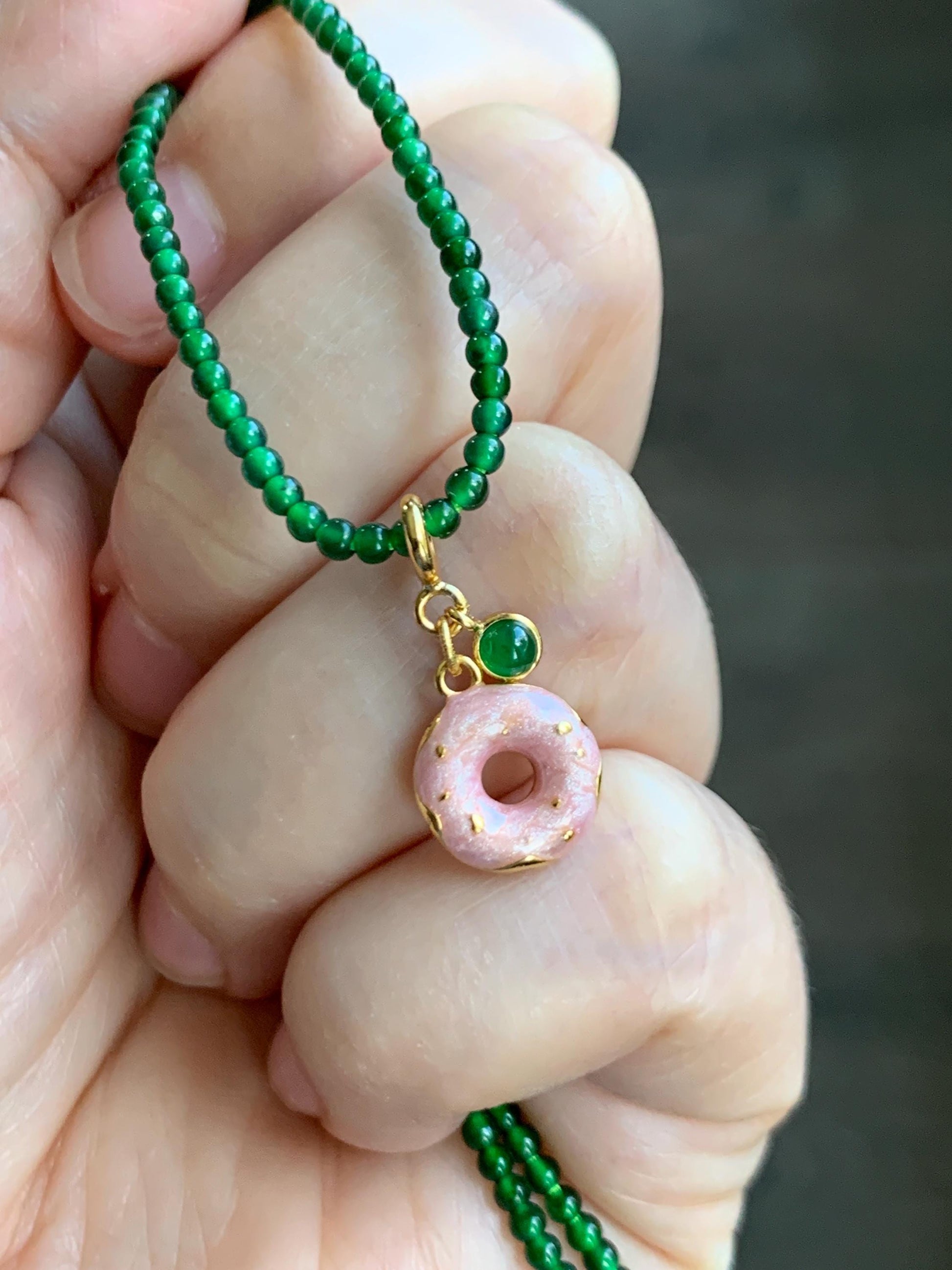 Natural Grade A Guatemalan Icy Translucent Vibrant Green Jade Jadeite Enamel Petite Donut Charm Pendant Sterling Silver WLDL44-D