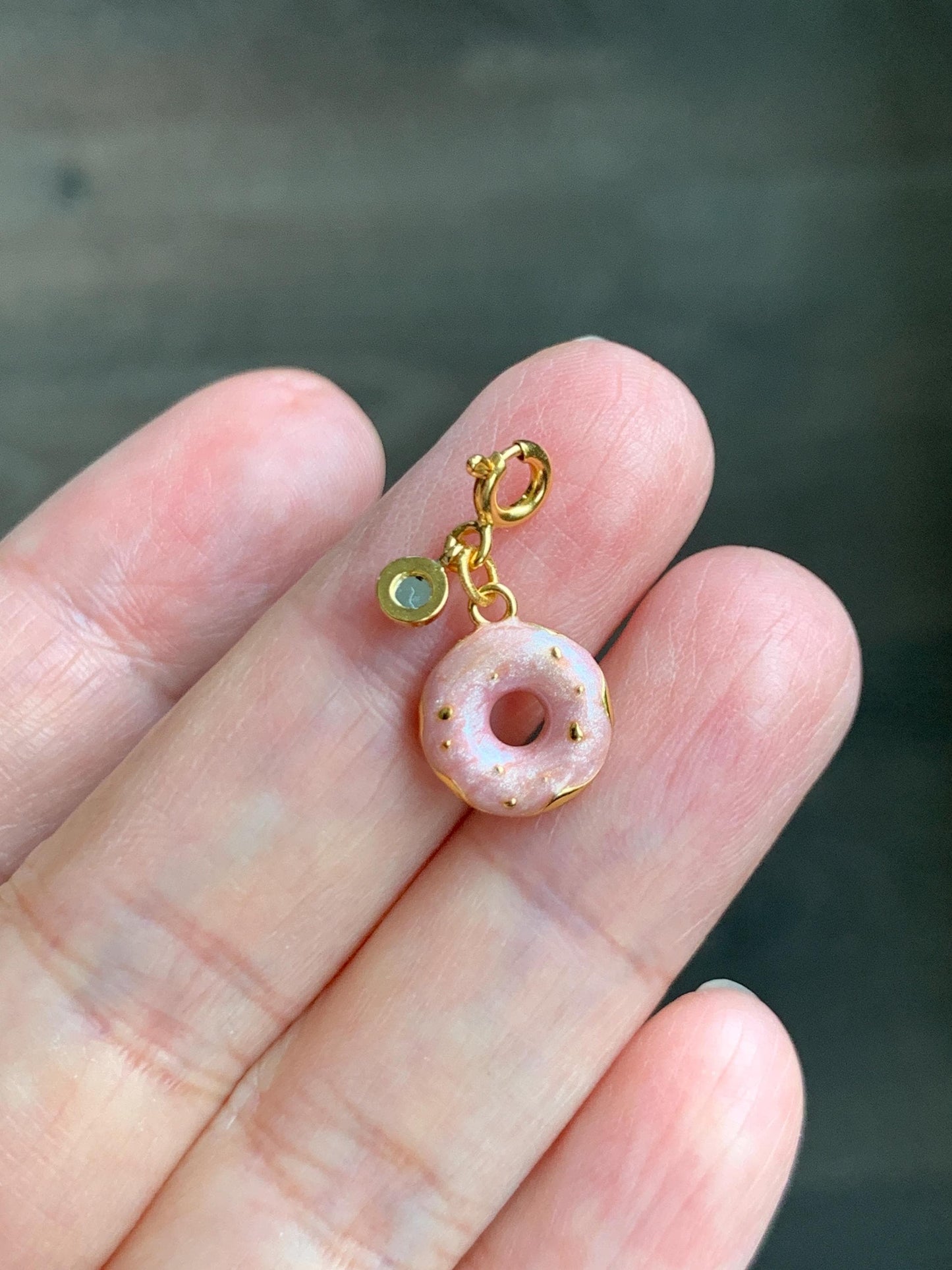 Natural Grade A Guatemalan Icy Translucent Vibrant Green Jade Jadeite Enamel Petite Donut Charm Pendant Sterling Silver WLDL44-D