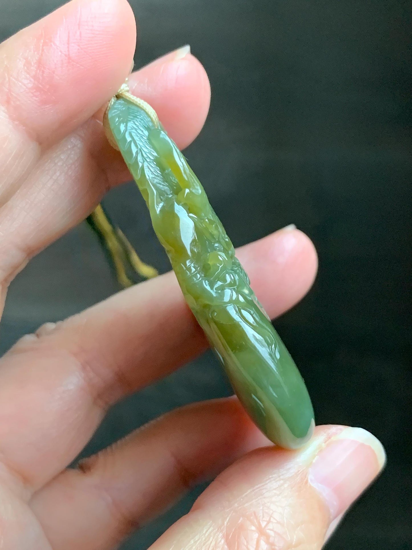 Certified Natural Grade A Guatemalan Icy Tea Yellow Jade Jadeite Carved Dragon Ping An Kou Donut Pendant Rope Necklace 天然冰危茶黄翡翠盘龙平安扣吊坠 202