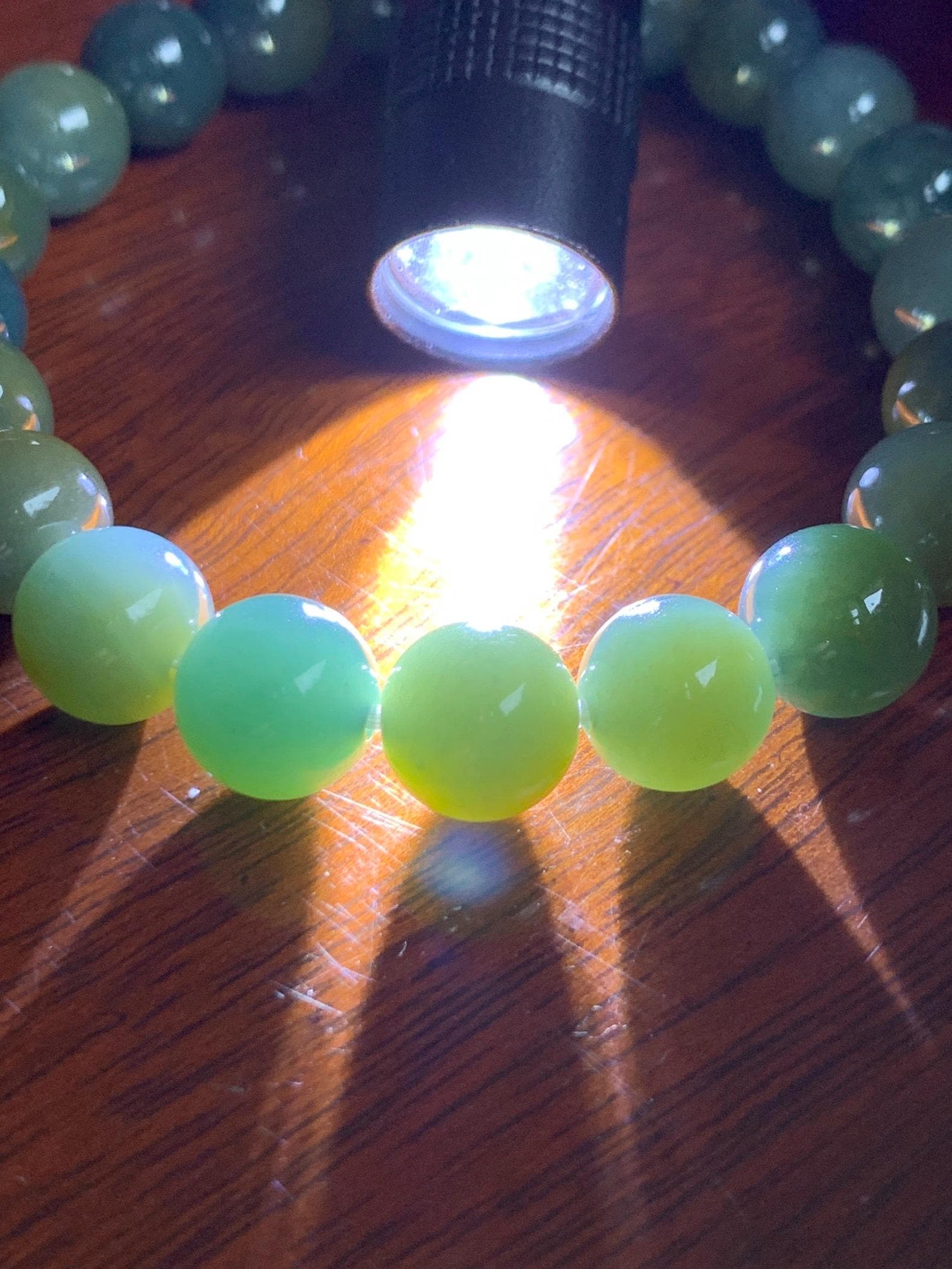 Natural Grade A Guatemalan Icy Translucent Dark Teal Yellow Marbled Jade Jadeite Beaded Bracelet Stretchy 9.7mm 7.75" 天然冰危飘黄翡翠圆珠手串 WLH330
