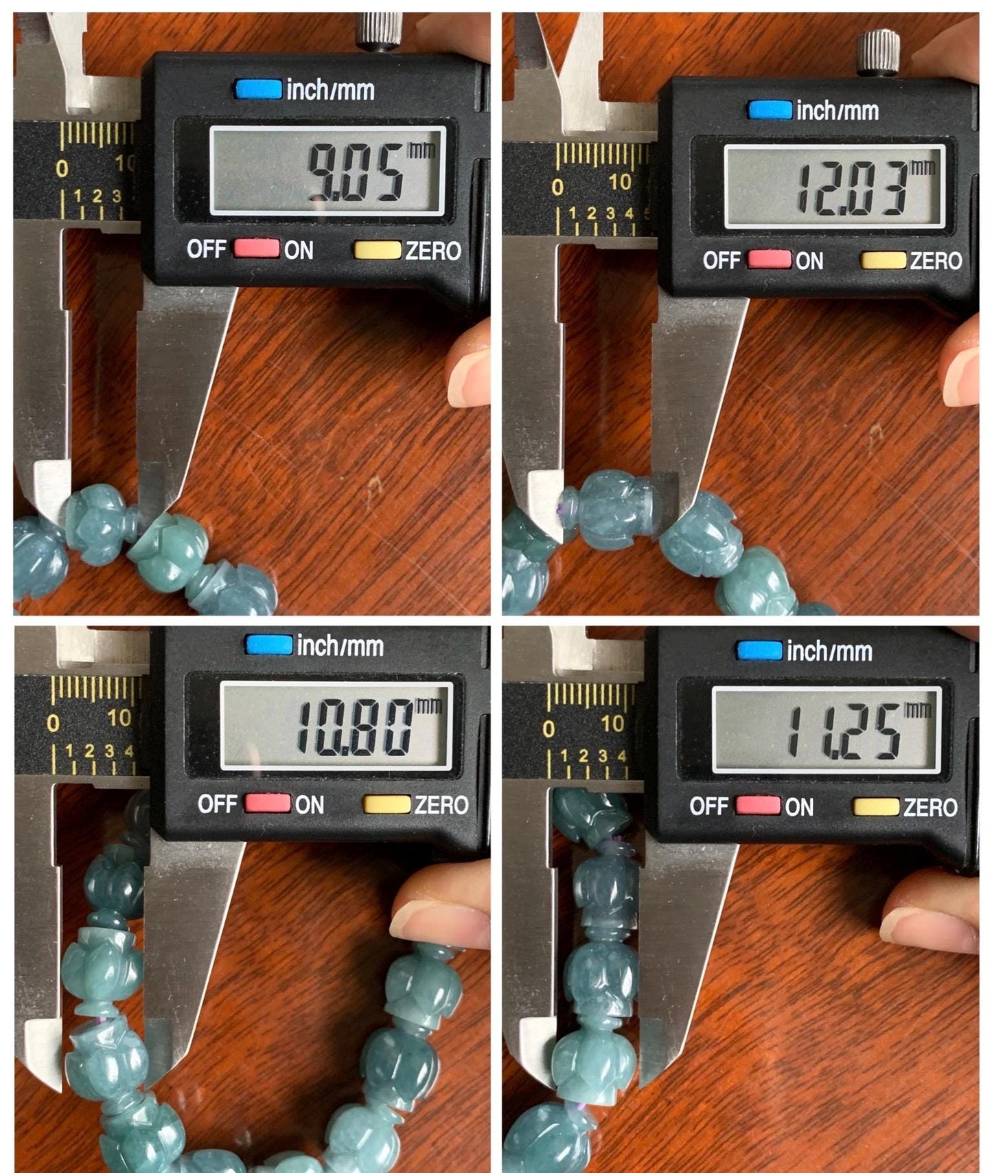 Natural Grade A Guatemala Icy Translucent Dark Blue Jade Jadeite Lotus Flower Beads Beaded Bracelet 11mm 6.75” 33g 天然冰胶危深蓝翡翠莲花珠手串 WDL294