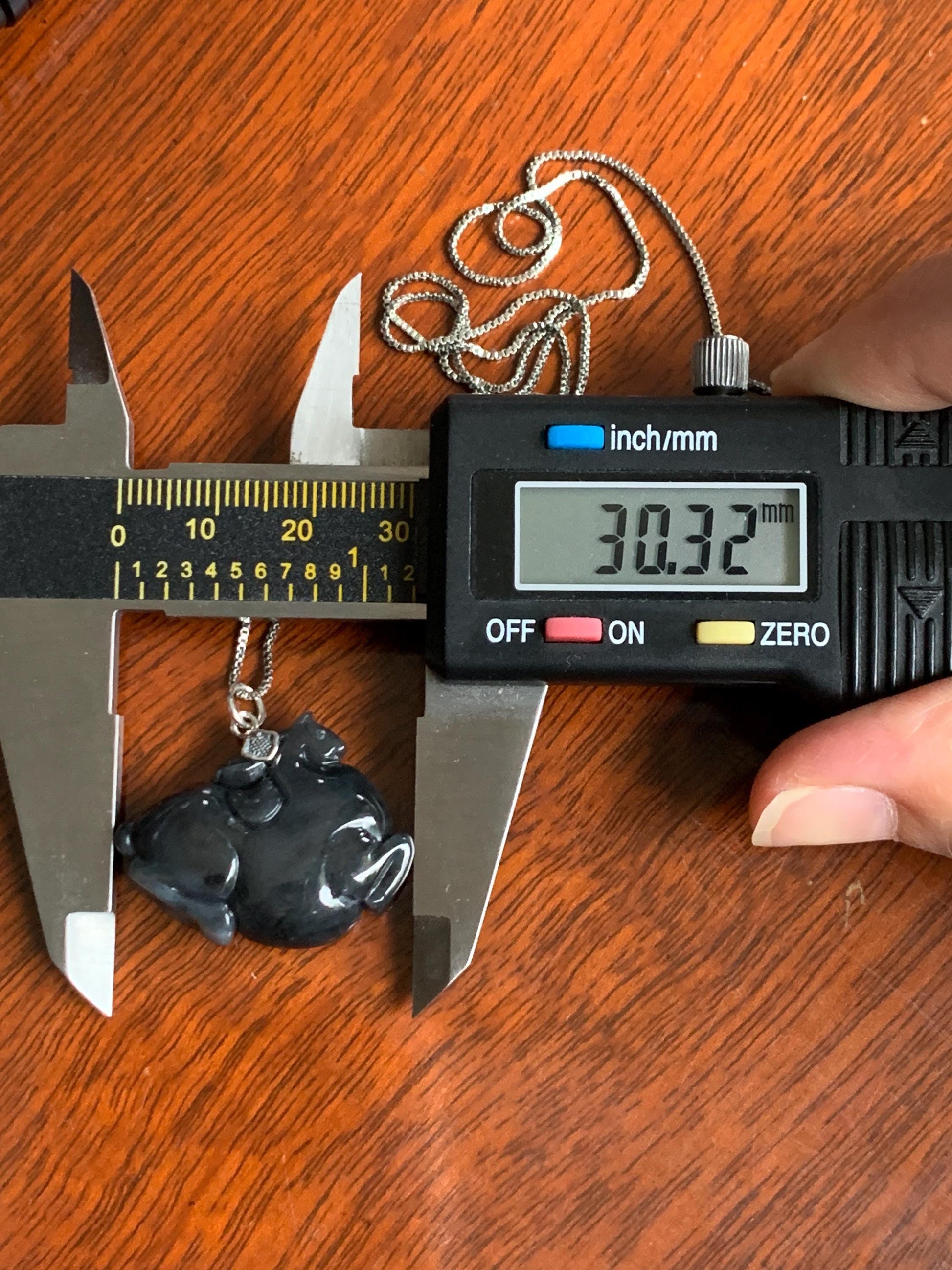 Natural Grade A Icy Translucent Gelatinous Dark Wuji Jade Jadeite Carved Tang Horse Pendant Sterling Silver 11g 天然冰胶深色乌鸡翡翠唐马银镶吊坠 MWJ440A