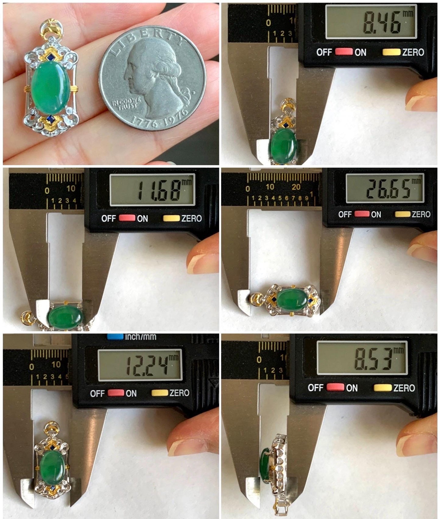 Natural Grade A Guatemalan Icy Translucent Green Jade Jadeite Oval Cabochon Pendant Sterling Silver 天然冰危绿翡翠椭圆蛋面吊坠 LWD120