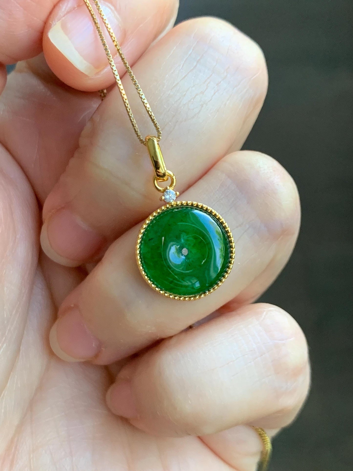 Natural Grade A Guatemalan Icy Highly Translucent Vibrant Green Jade Jadeite Ping An Kou Donut Pendant Sterling Silver 天然冰危绿翡翠平安扣银镶吊坠 PAK132