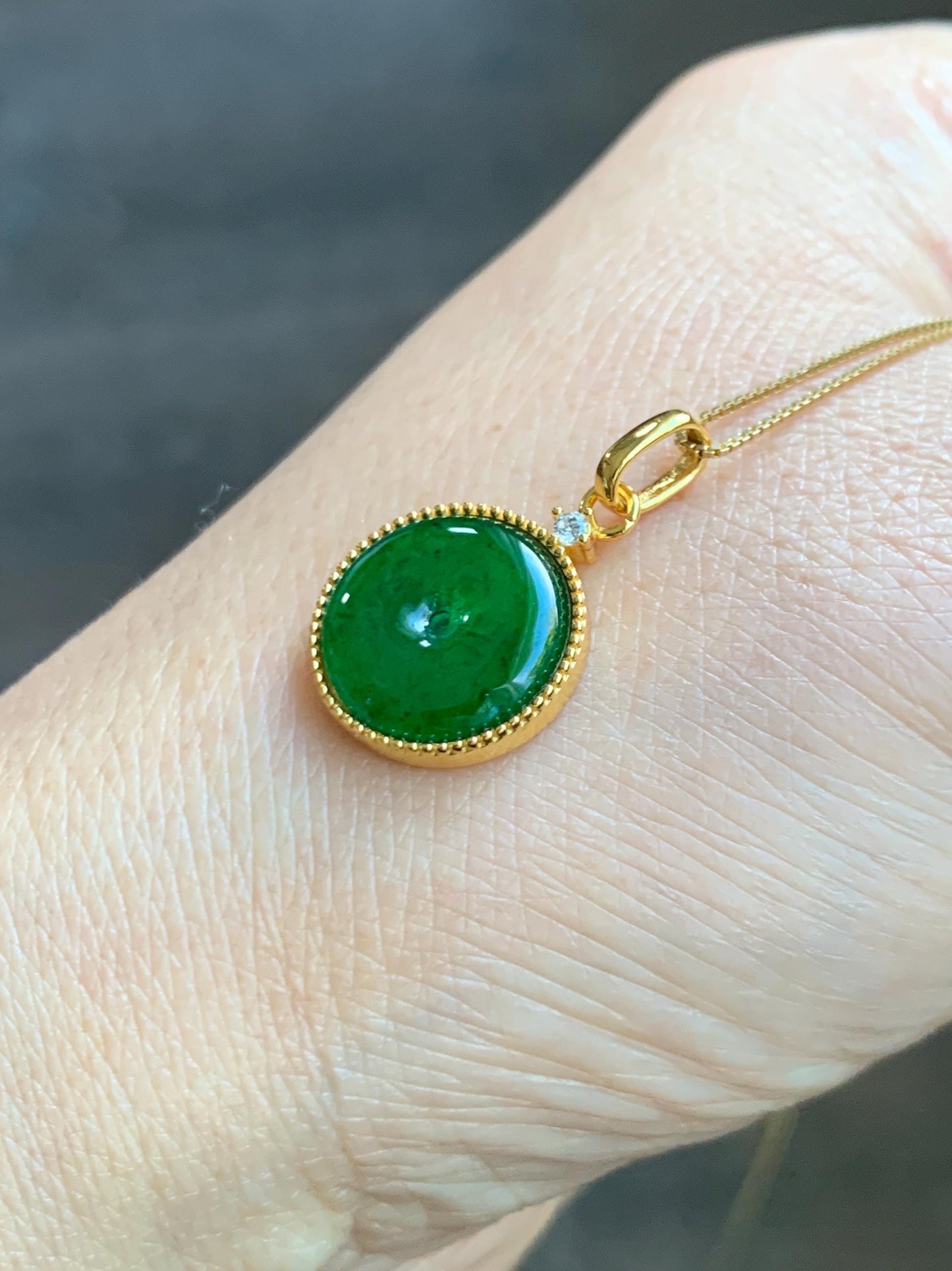 Natural Grade A Guatemalan Icy Highly Translucent Vibrant Green Jade Jadeite Ping An Kou Donut Pendant Sterling Silver 天然冰危绿翡翠平安扣银镶吊坠 PAK132