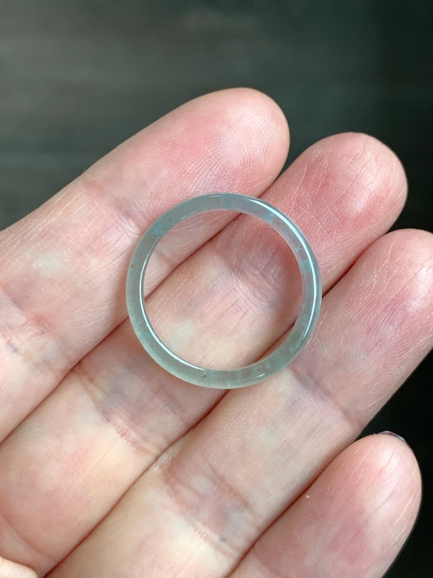 Natural Grade A Guatemalan Icy Highly Translucent Pastel Teal & Golden Marbled Jade Jadeite Band Ring Size 8 US 天然冰危起光晴底撒金翡翠戒圈 QSJ44B