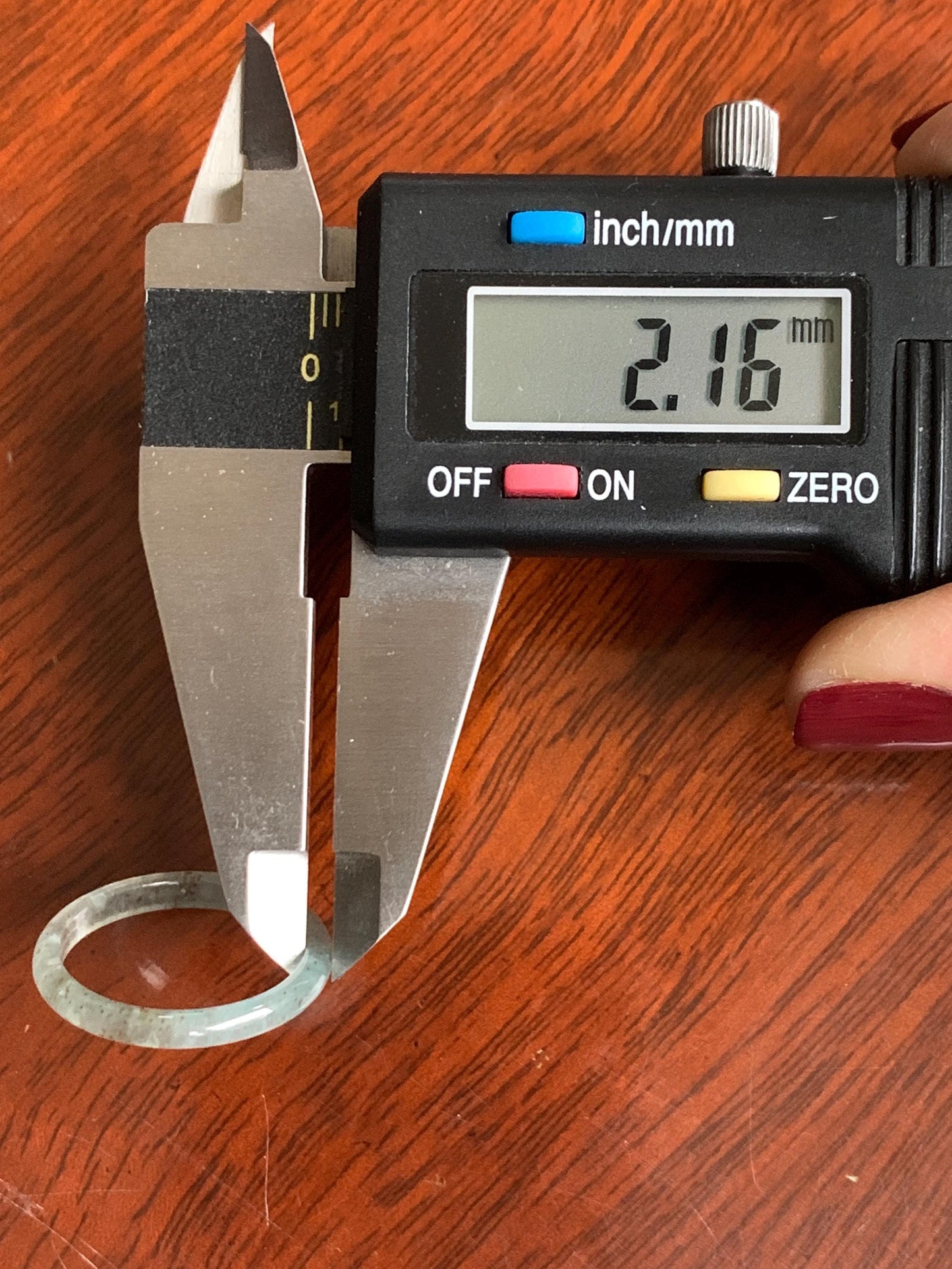 Natural Grade A Guatemalan Icy Highly Translucent Pastel Teal & Golden Marbled Jade Jadeite Band Ring Size 8.75 US 天然冰危起光晴底撒金翡翠戒圈 QSJ44C