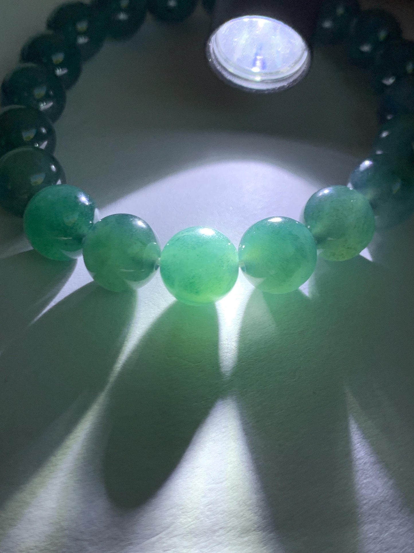 Natural Guatemalan Grade A Icy Translucent Gelatinous Dark Teal Green Jade Jadeite Beaded Bracelet 9.8mm 7.25” 33g 天然冰危深蓝绿翡翠圆珠手串 SWL188